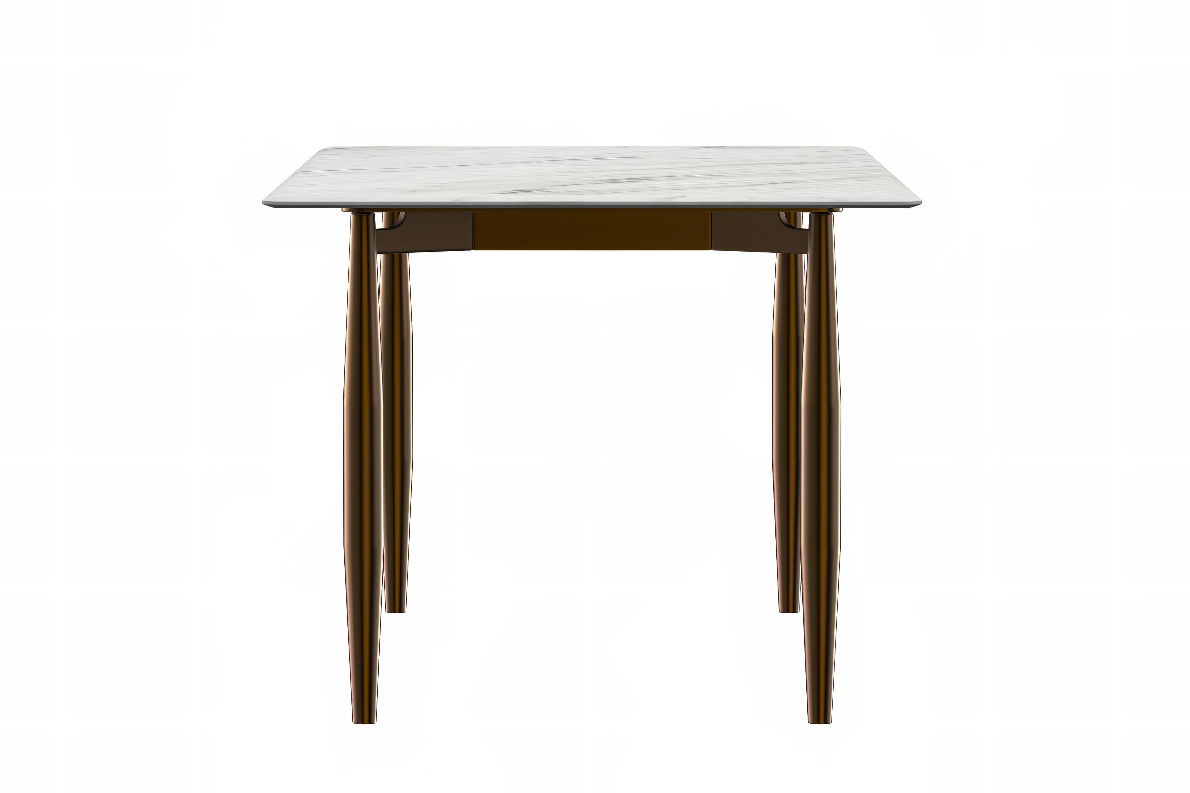 Zinti Series Modern Dining Table Bronze Base, With 55" White Sintered Stone Top