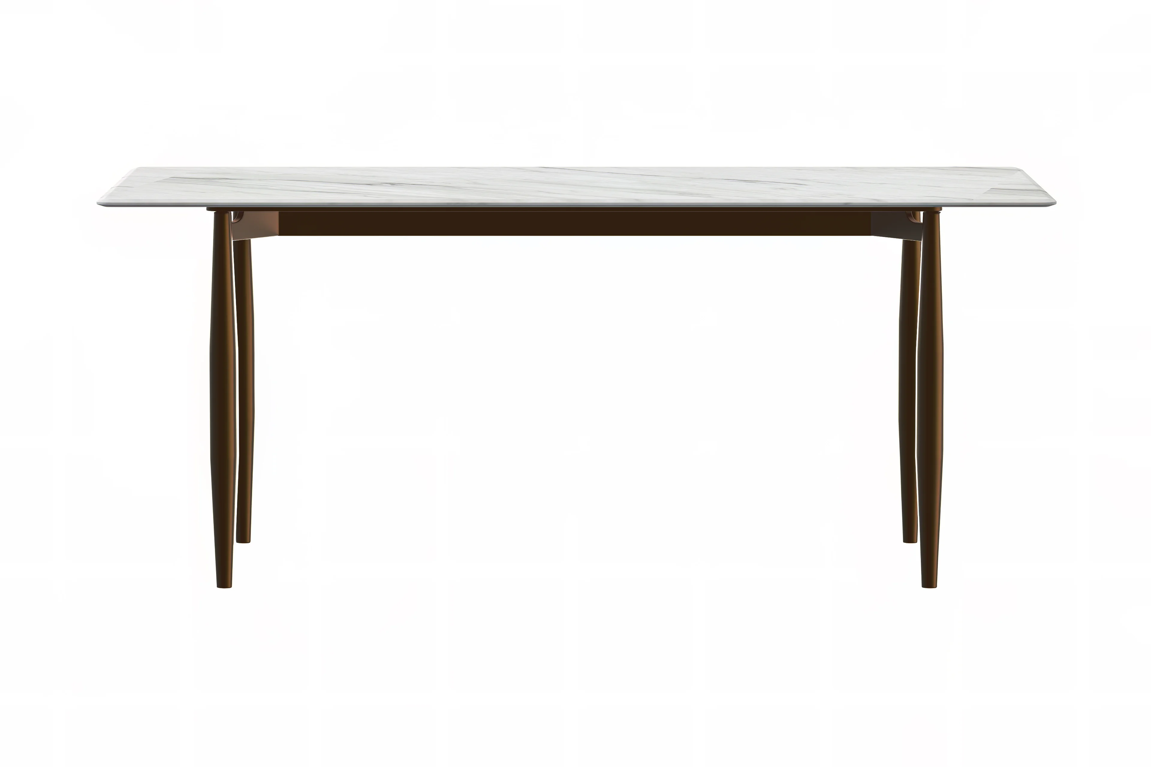 Zinti Series Modern Dining Table Bronze Base, With 55" White Sintered Stone Top