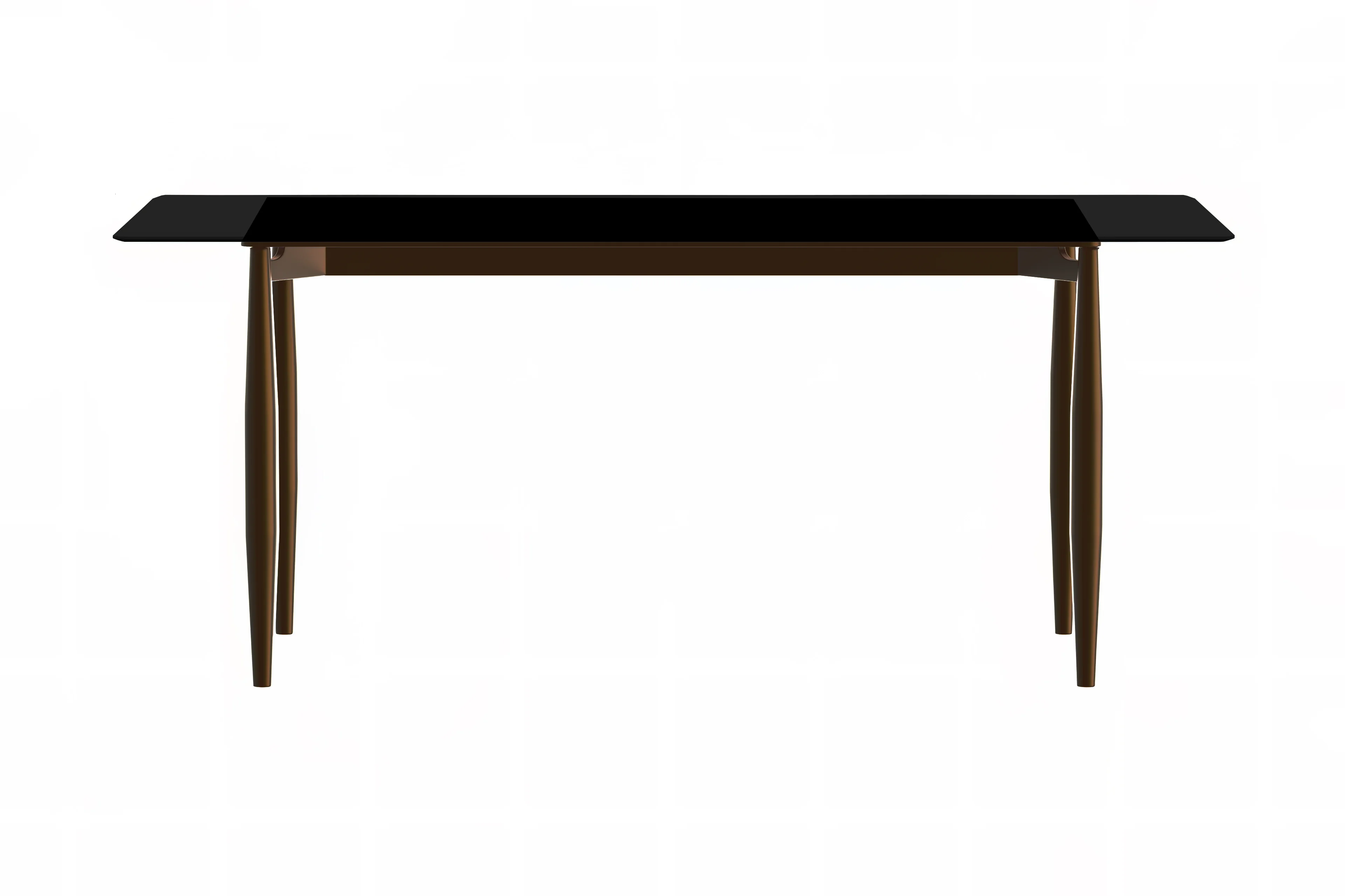 Zinti Series Modern Dining Table Bronze Base, With 62" Black Glass Top