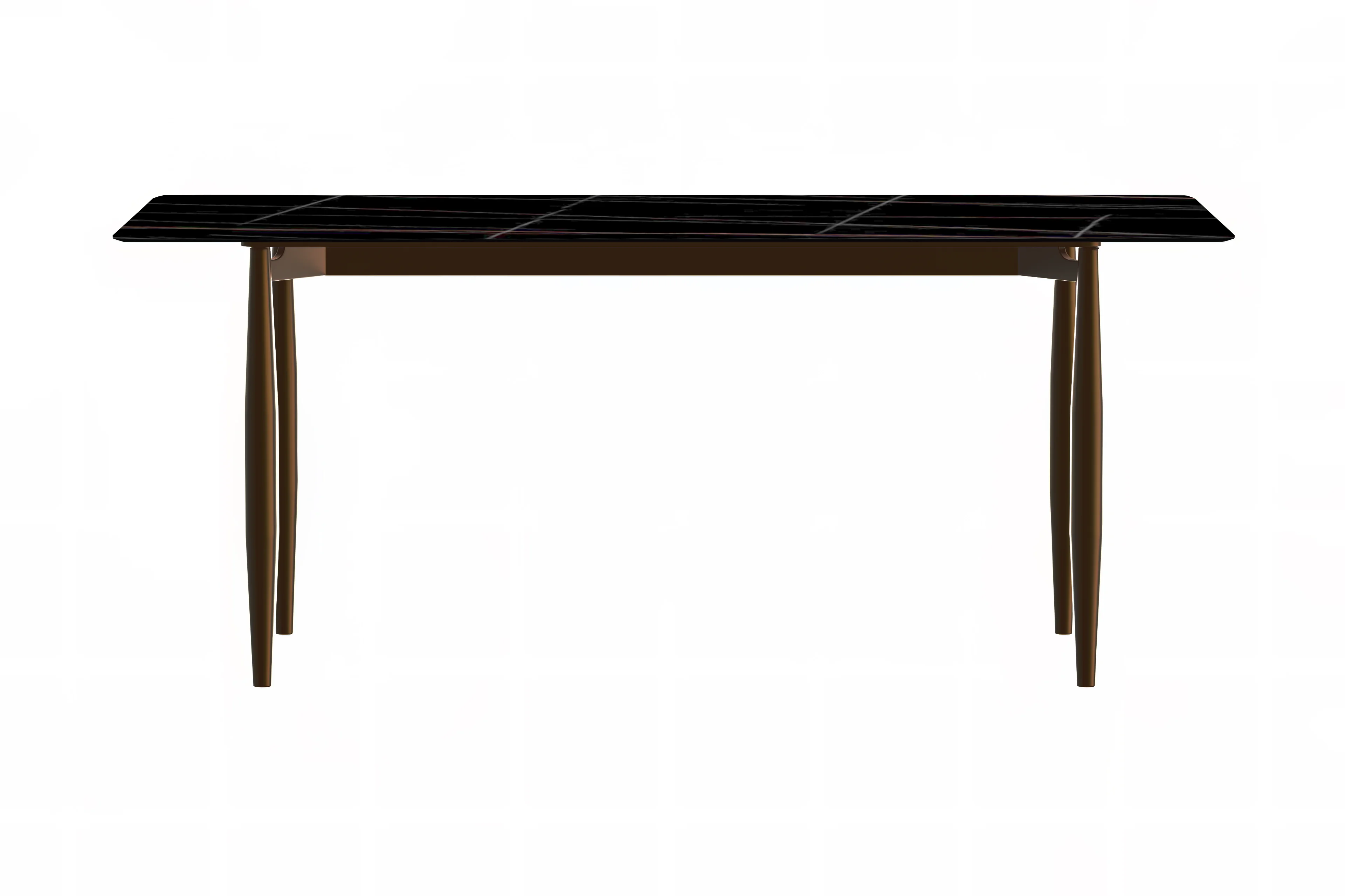 Zinti Series Modern Dining Table Bronze Base, With 62" Black/Gold Sintered Stone Top