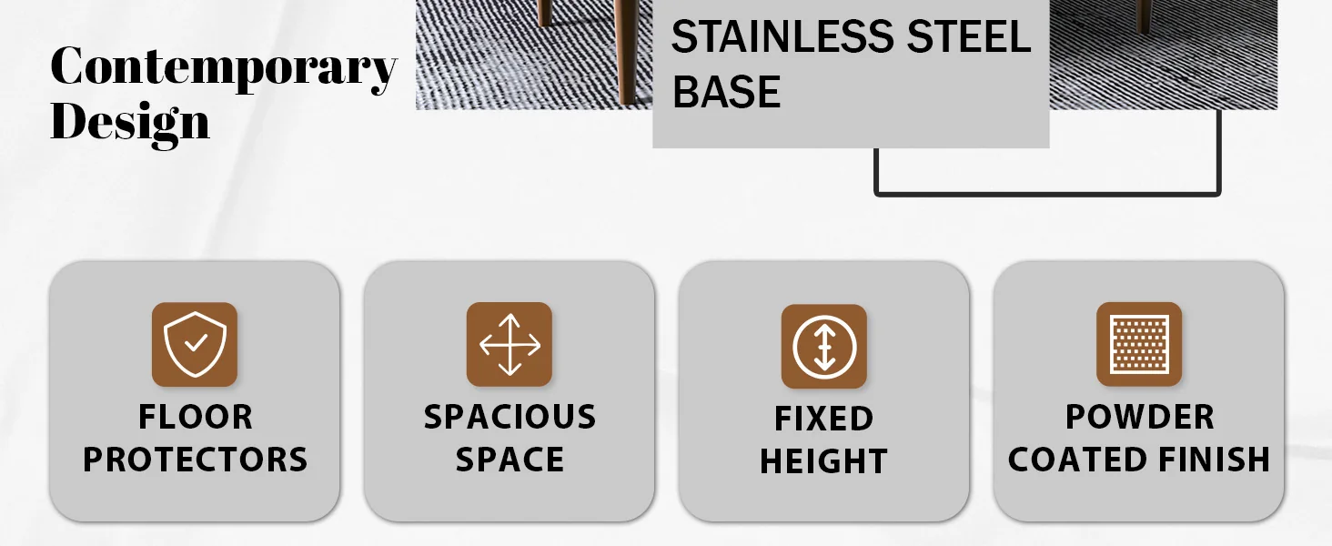 Zinti Series Modern Dining Table Bronze Base, With 62" White Grey Sintered Stone Top