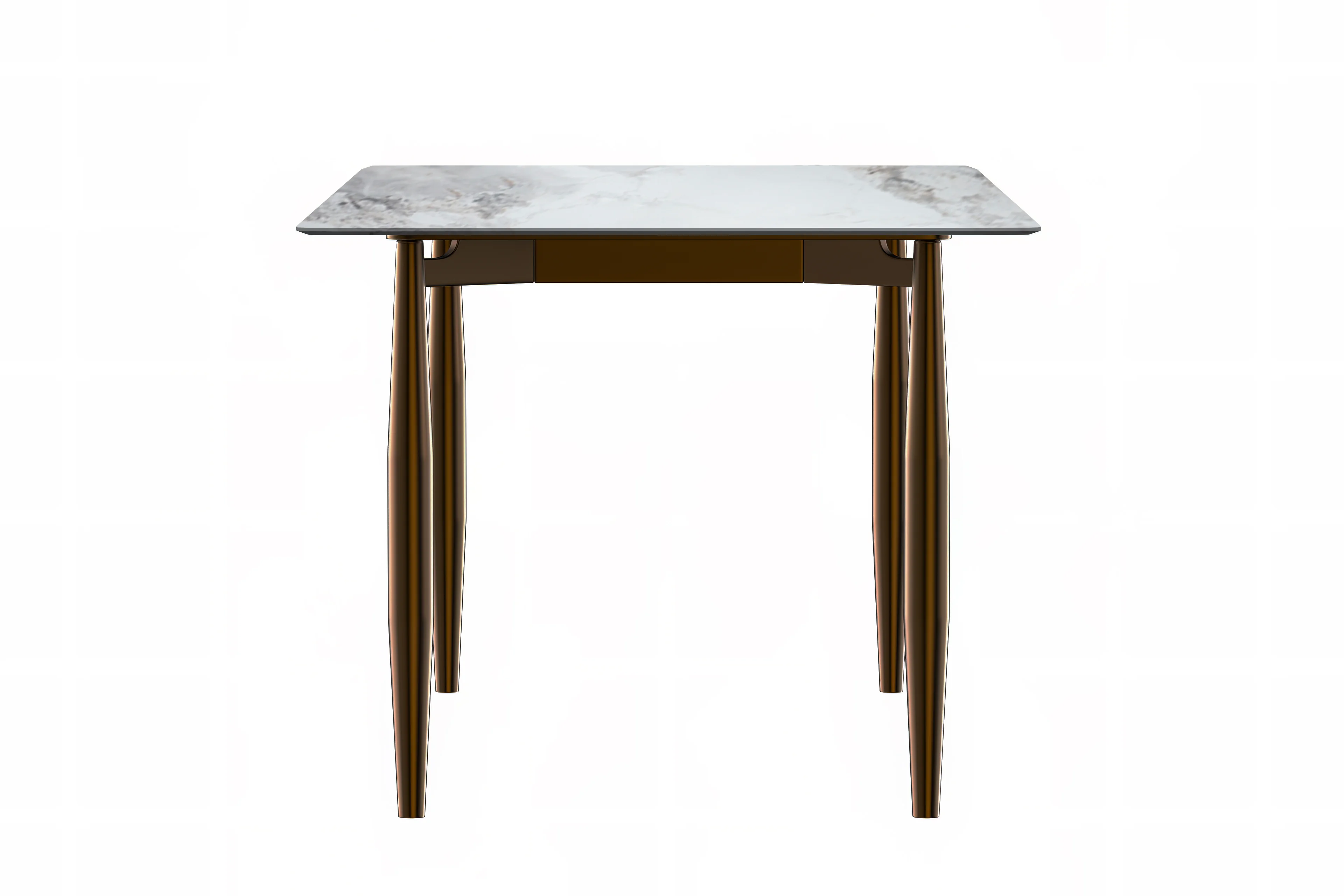 Zinti Series Modern Dining Table Bronze Base, With 62" Medium Grey Sintered Stone Top