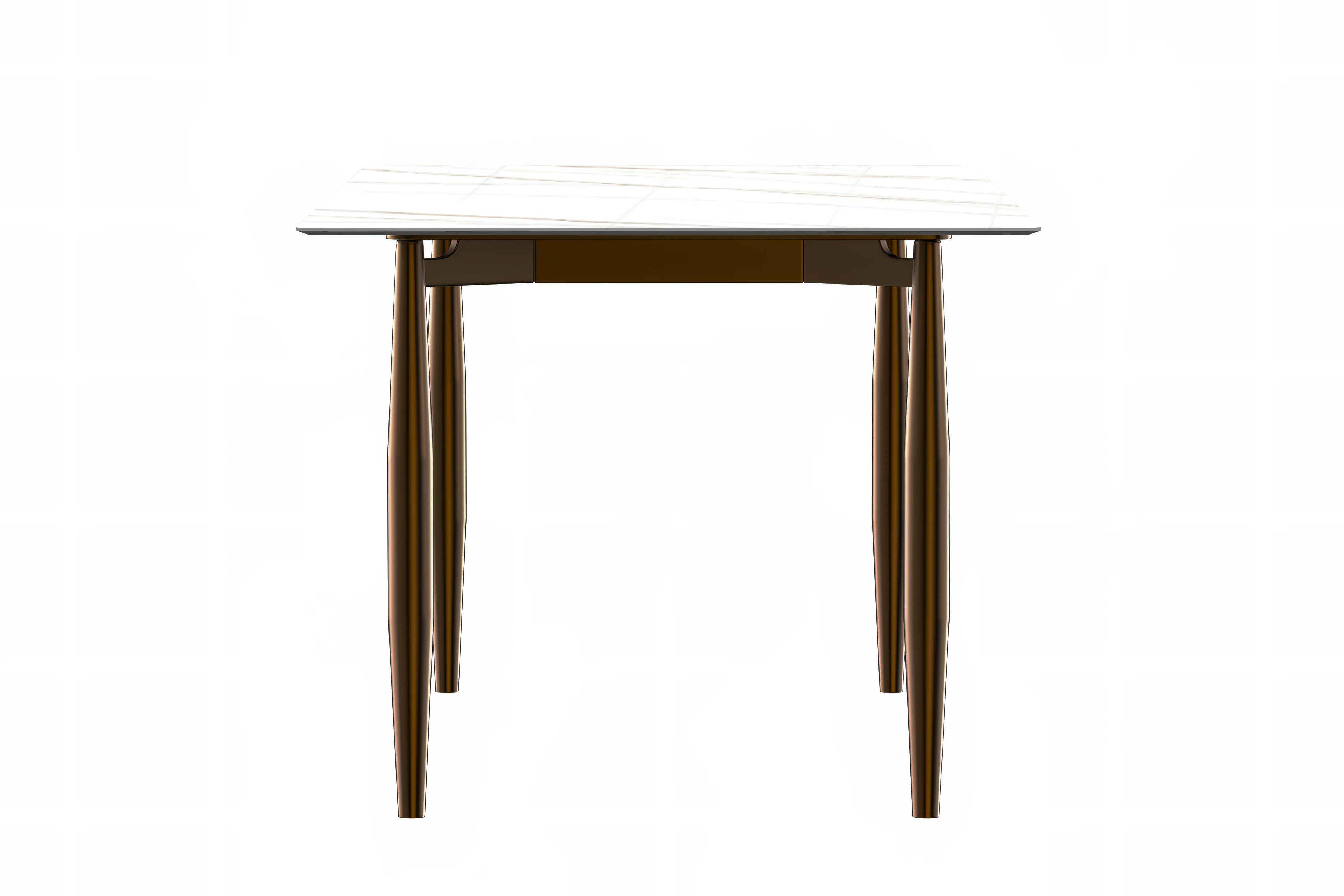 Zinti Series Modern Dining Table Bronze Base, With 62" White/Gold Sintered Stone Top