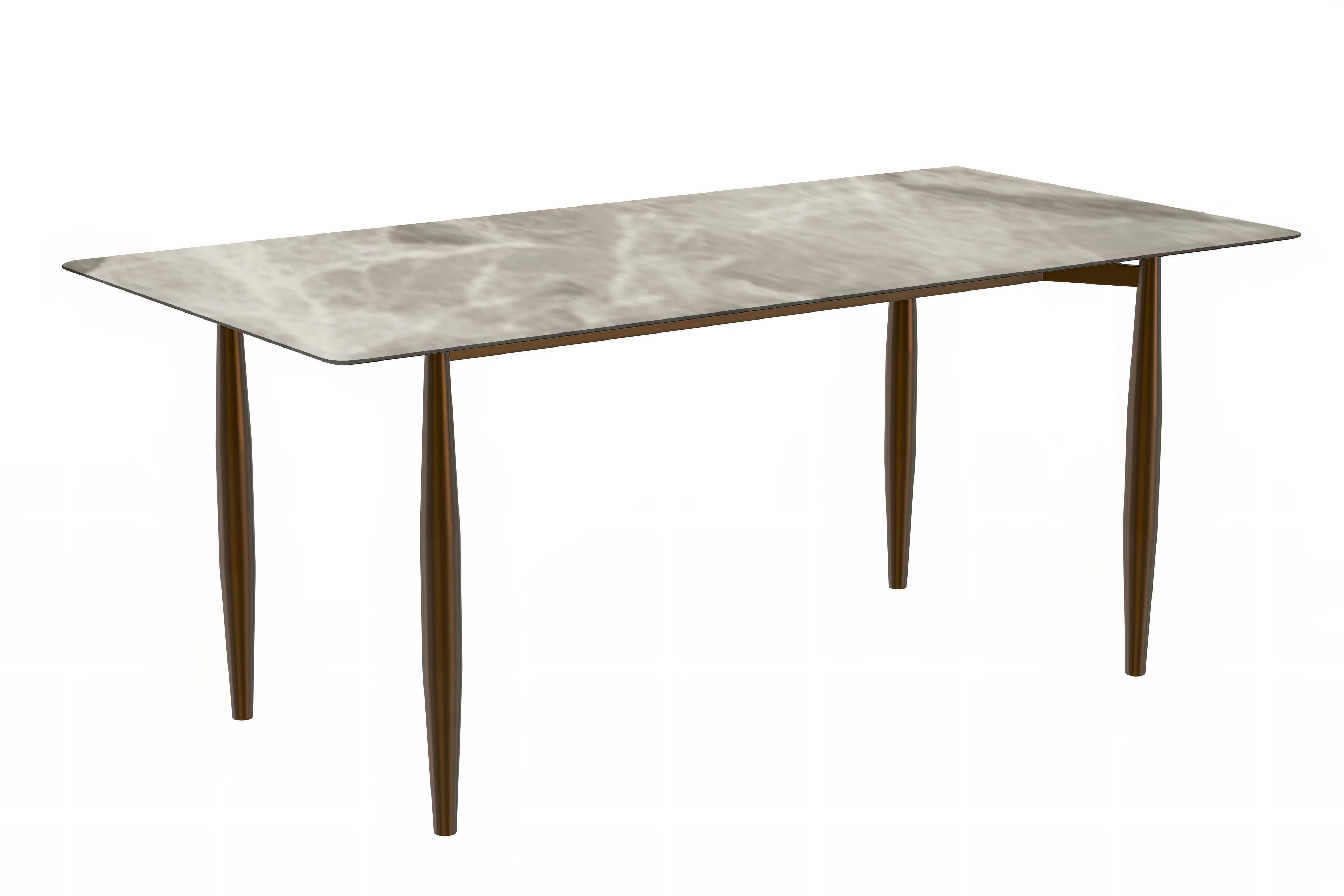 Zinti Series Modern Dining Table Bronze Base, With 71" Deep Grey Sintered Stone Top