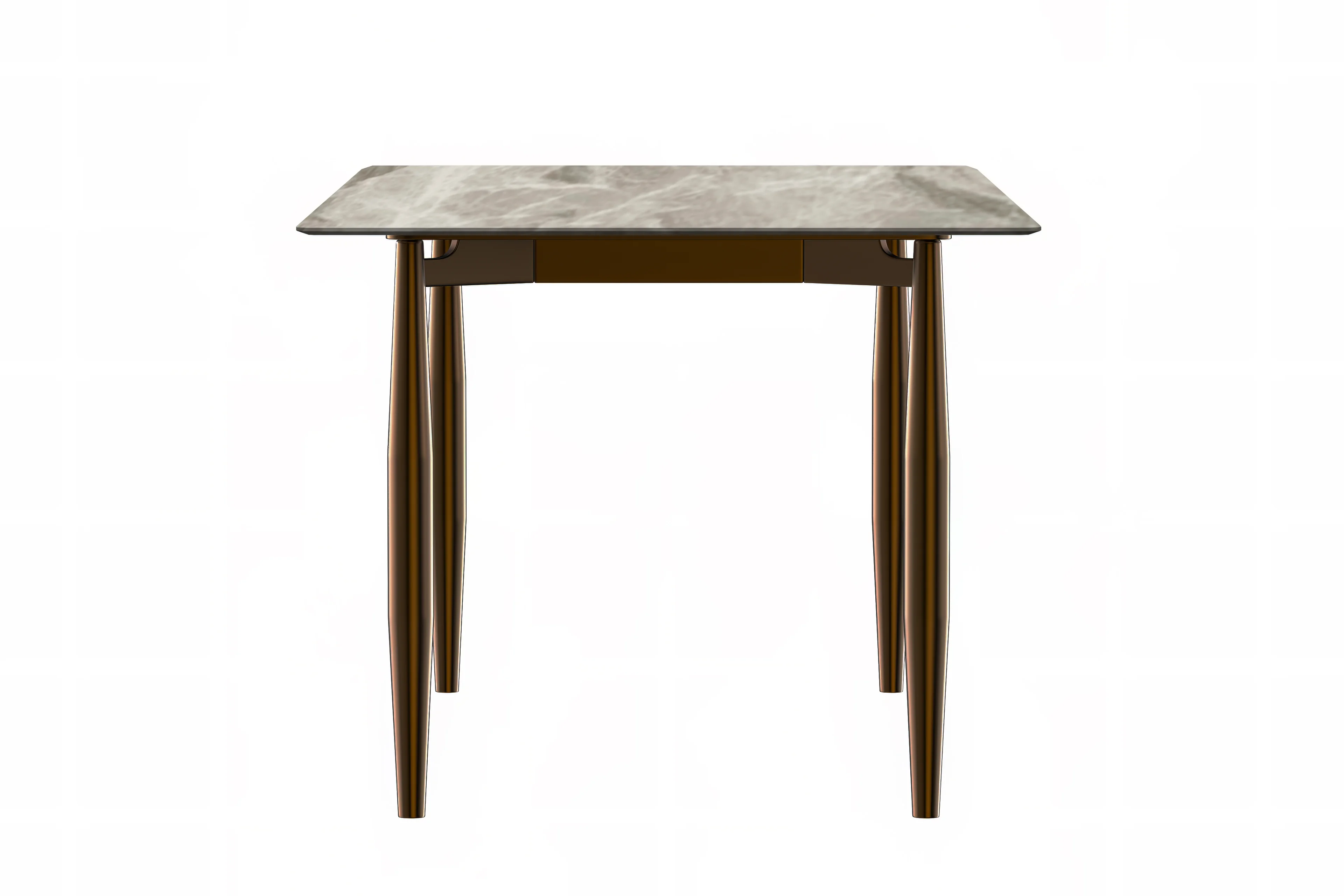 Zinti Series Modern Dining Table Bronze Base, With 71" Deep Grey Sintered Stone Top