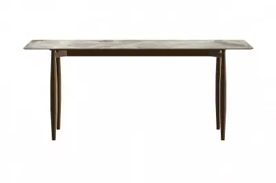 Zinti Series Modern Dining Table Bronze Base, With 71" Deep Grey Sintered Stone Top