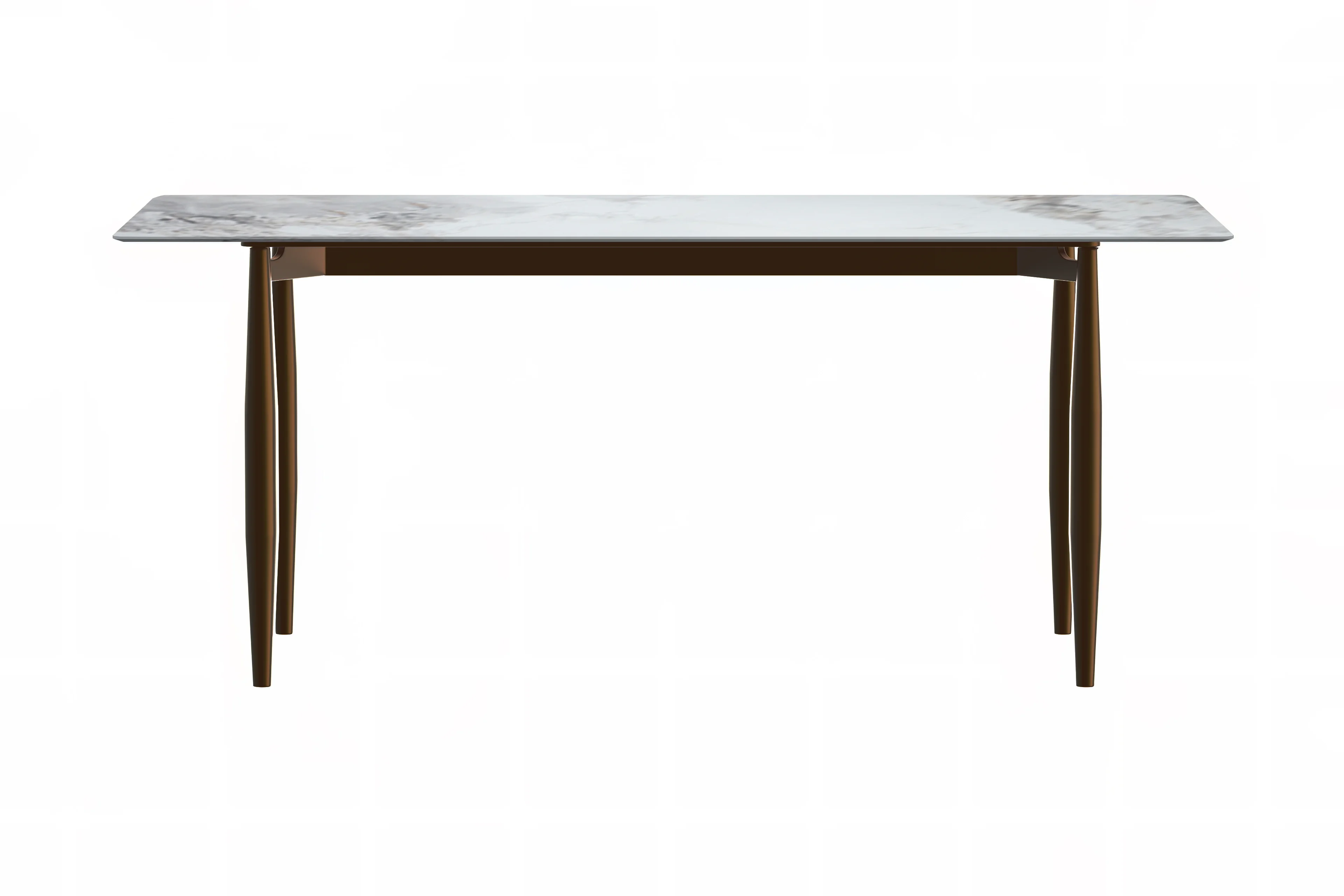 Zinti Series Modern Dining Table Bronze Base, With 71" Medium Grey Sintered Stone Top