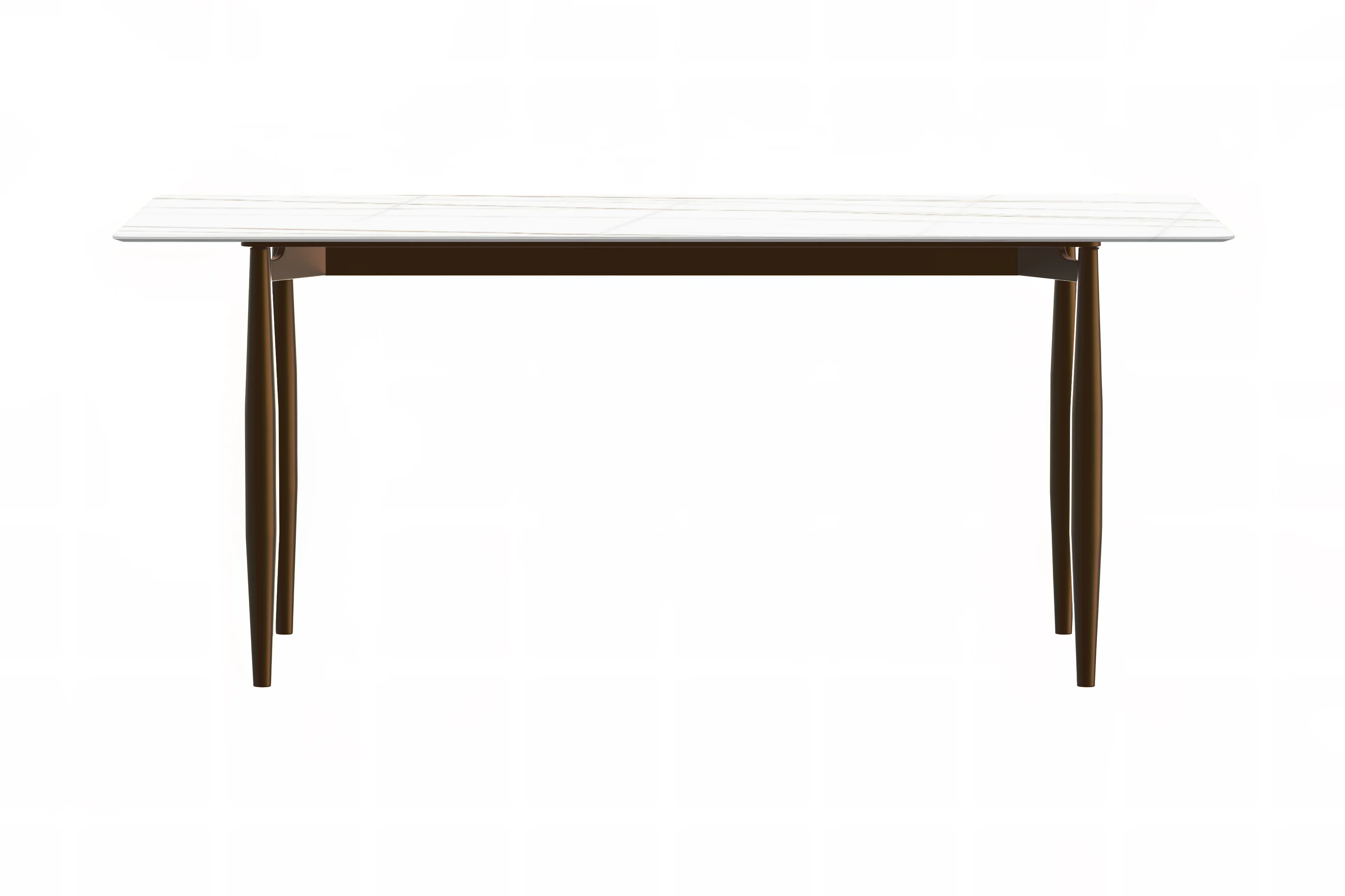 Zinti Series Modern Dining Table Bronze Base, With 71" White/Gold Sintered Stone Top