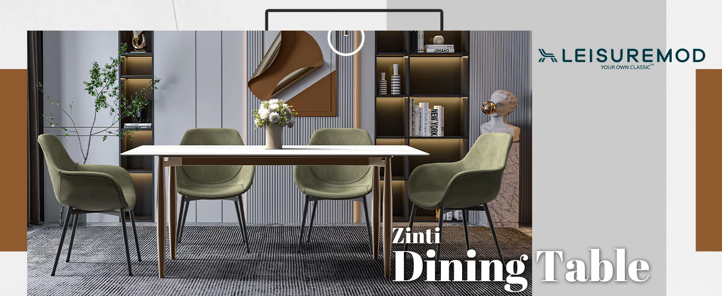 Zinti Series Modern Dining Table Bronze Base, With 71" White/Gold Sintered Stone Top