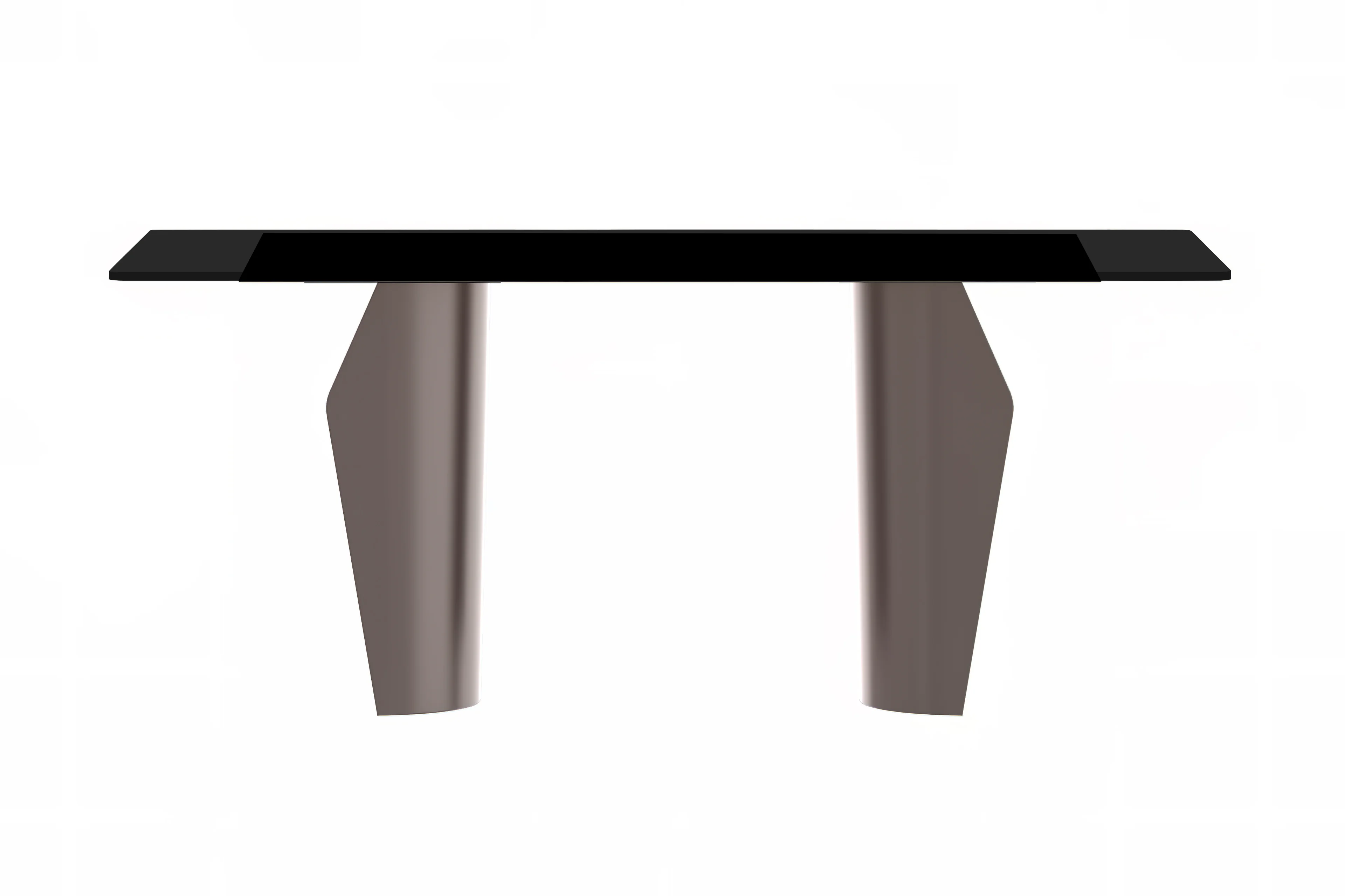 Zelan Series Modern Dining Table Champagne Gold Stainless steel Base, With 55" Black Glass Top