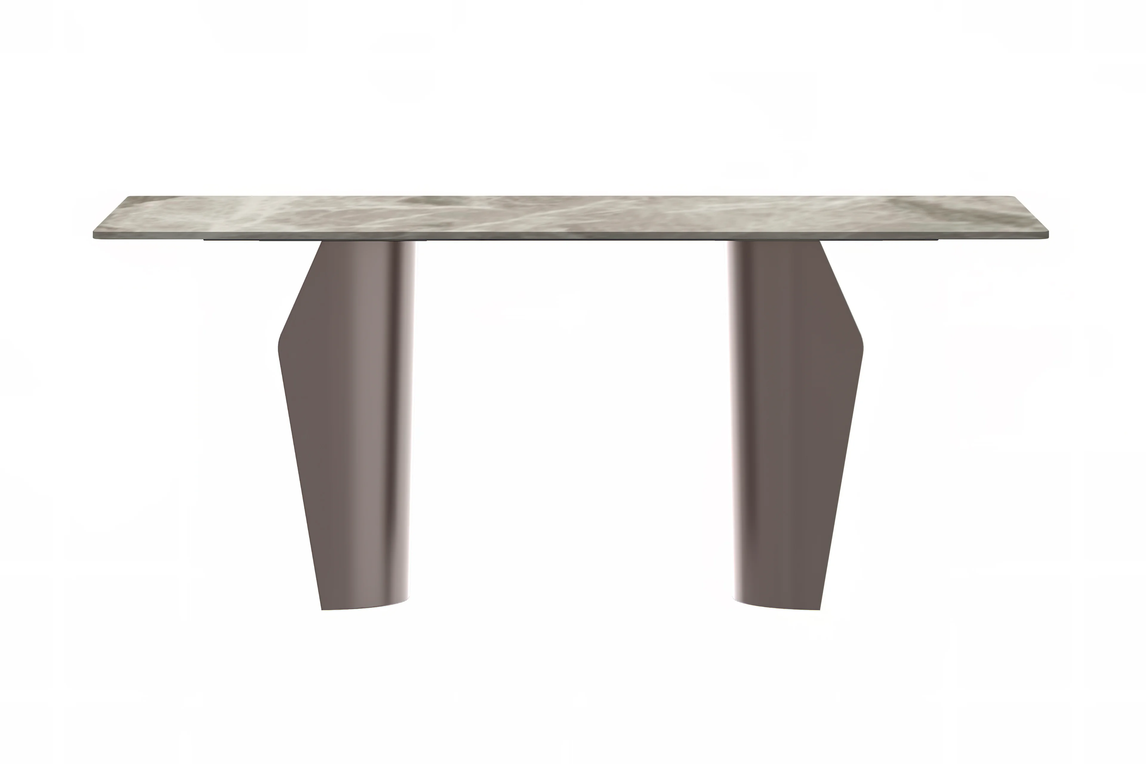 Zelan Series Modern Dining Table Champagne Gold Stainless steel Base, With 55" Deep Grey Sintered Stone Top