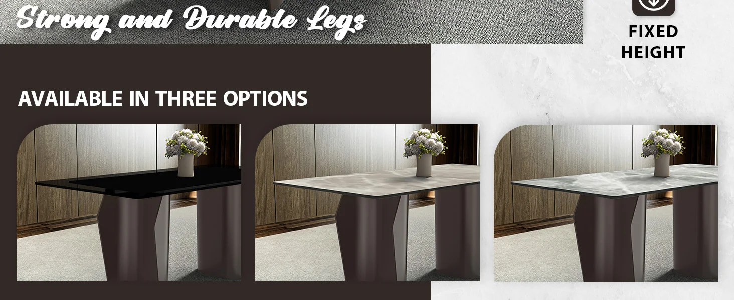 Zelan Series Modern Dining Table Champagne Gold Stainless steel Base, With 55" Light Grey Sintered Stone Top