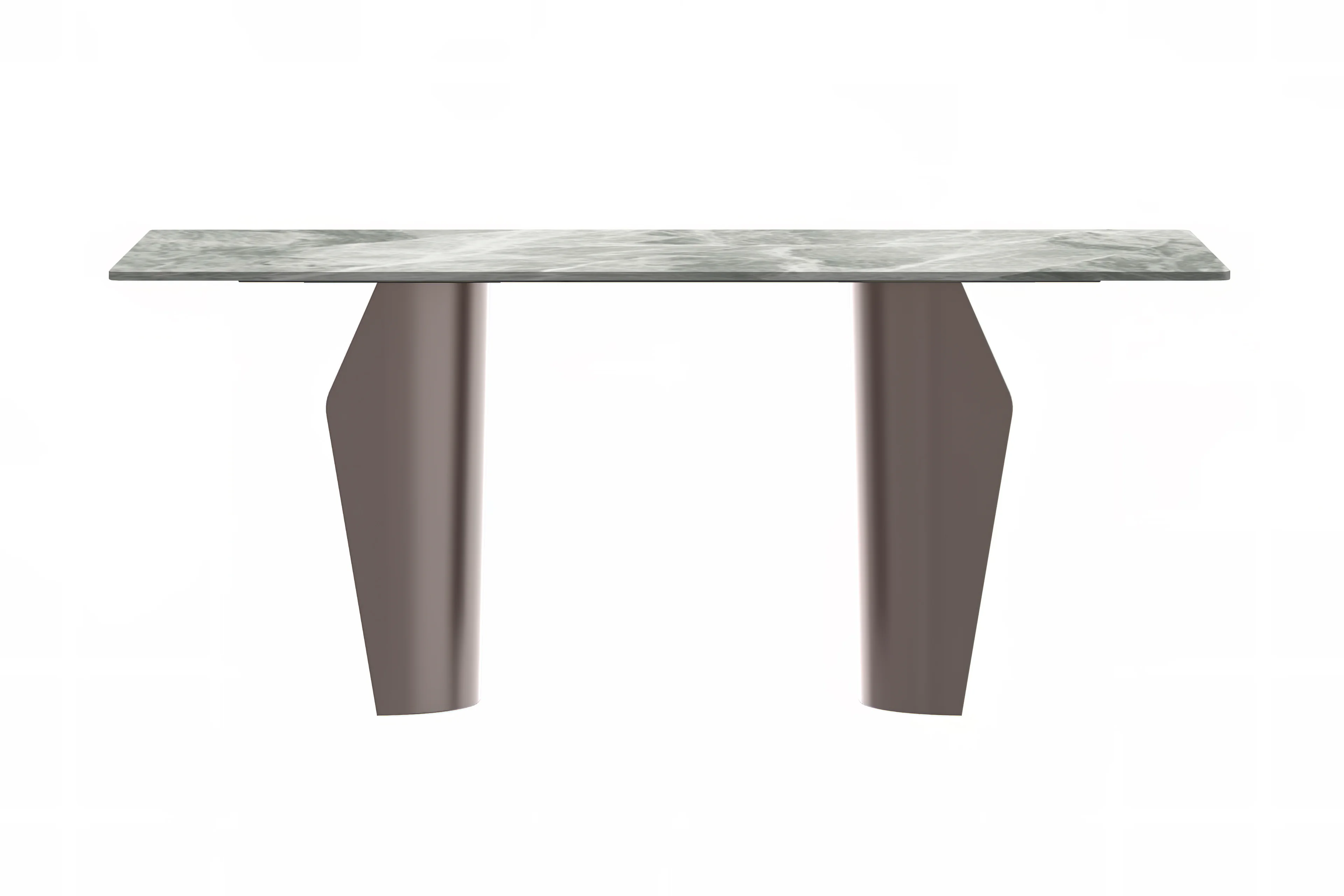 Zelan Series Modern Dining Table Champagne Gold Stainless steel Base, With 55" Light Grey Sintered Stone Top