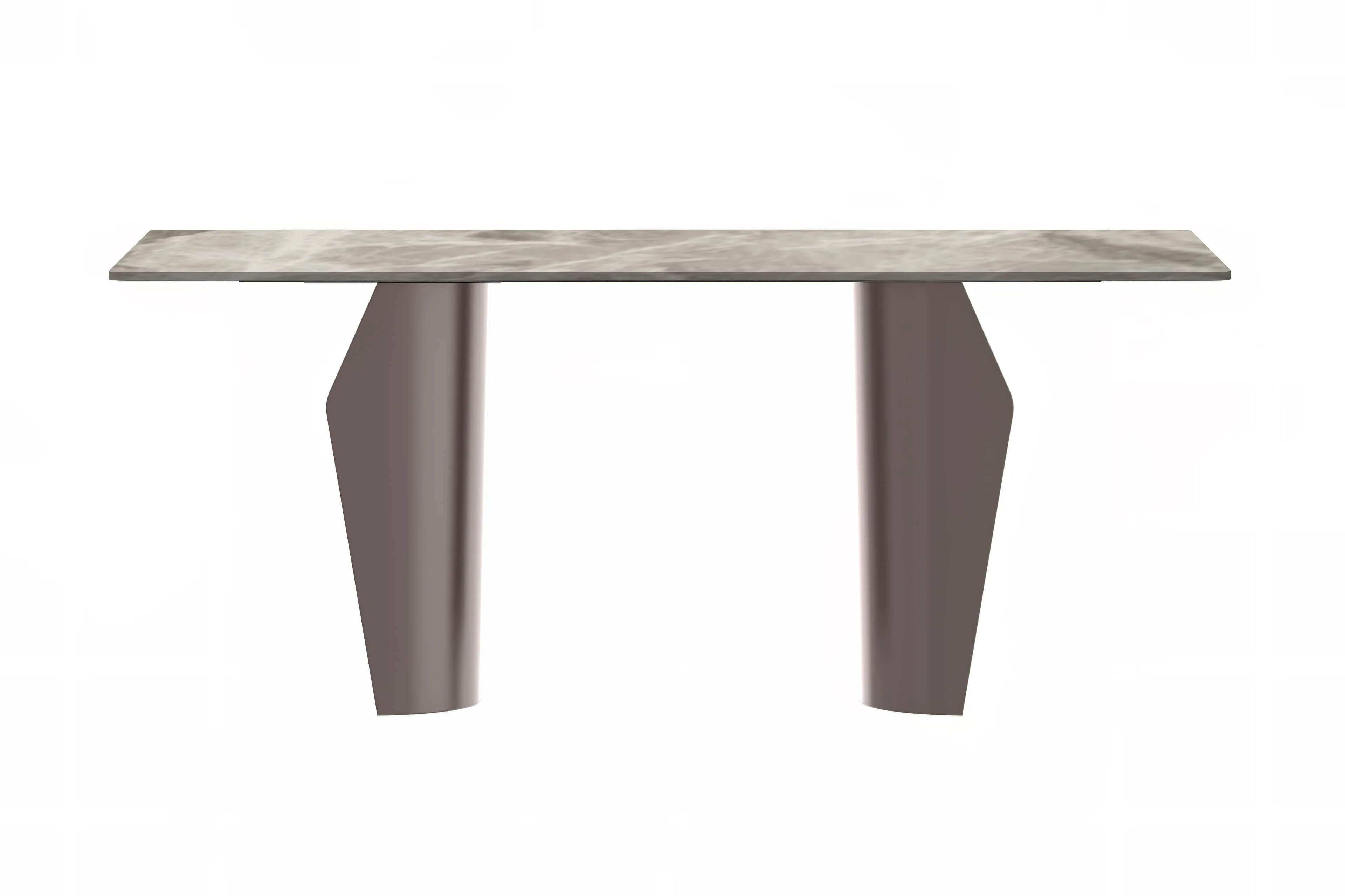 Zelan Series Modern Dining Table Champagne Gold Stainless steel Base, With 62" Deep Grey Sintered Stone Top