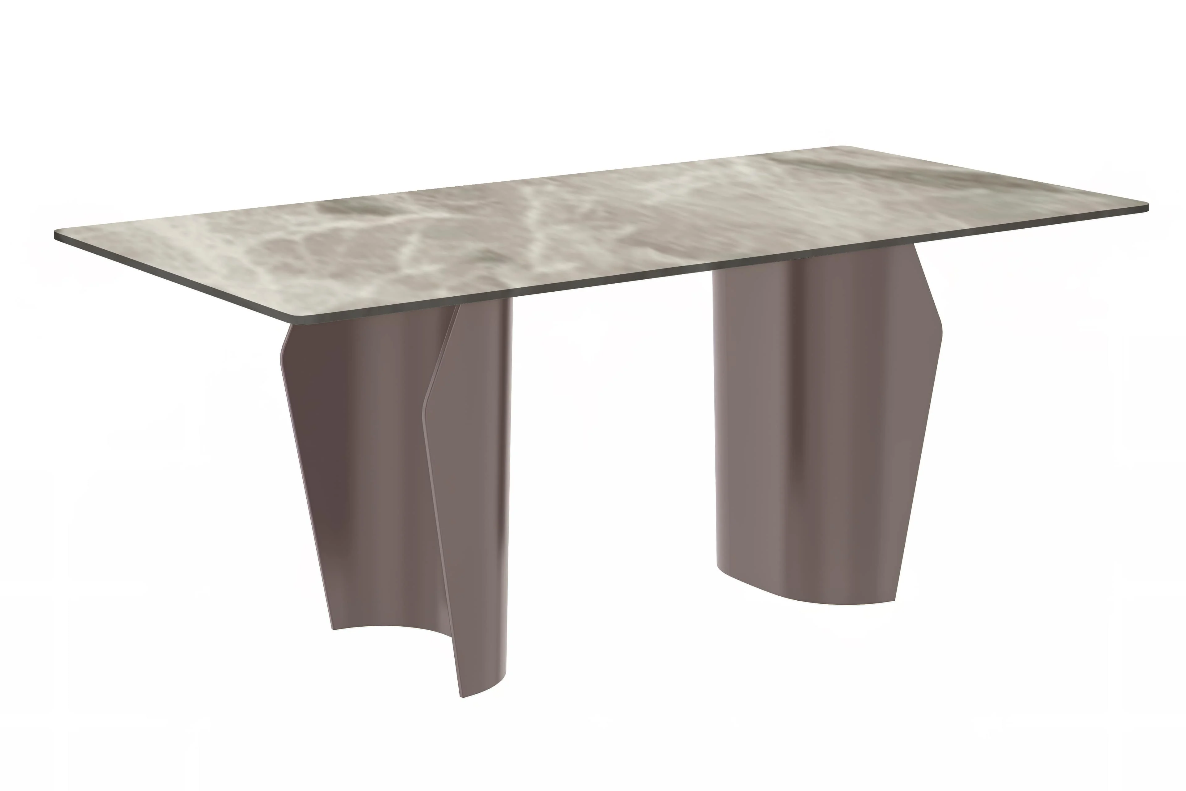 Zelan Series Modern Dining Table Champagne Gold Stainless steel Base, With 62" Deep Grey Sintered Stone Top