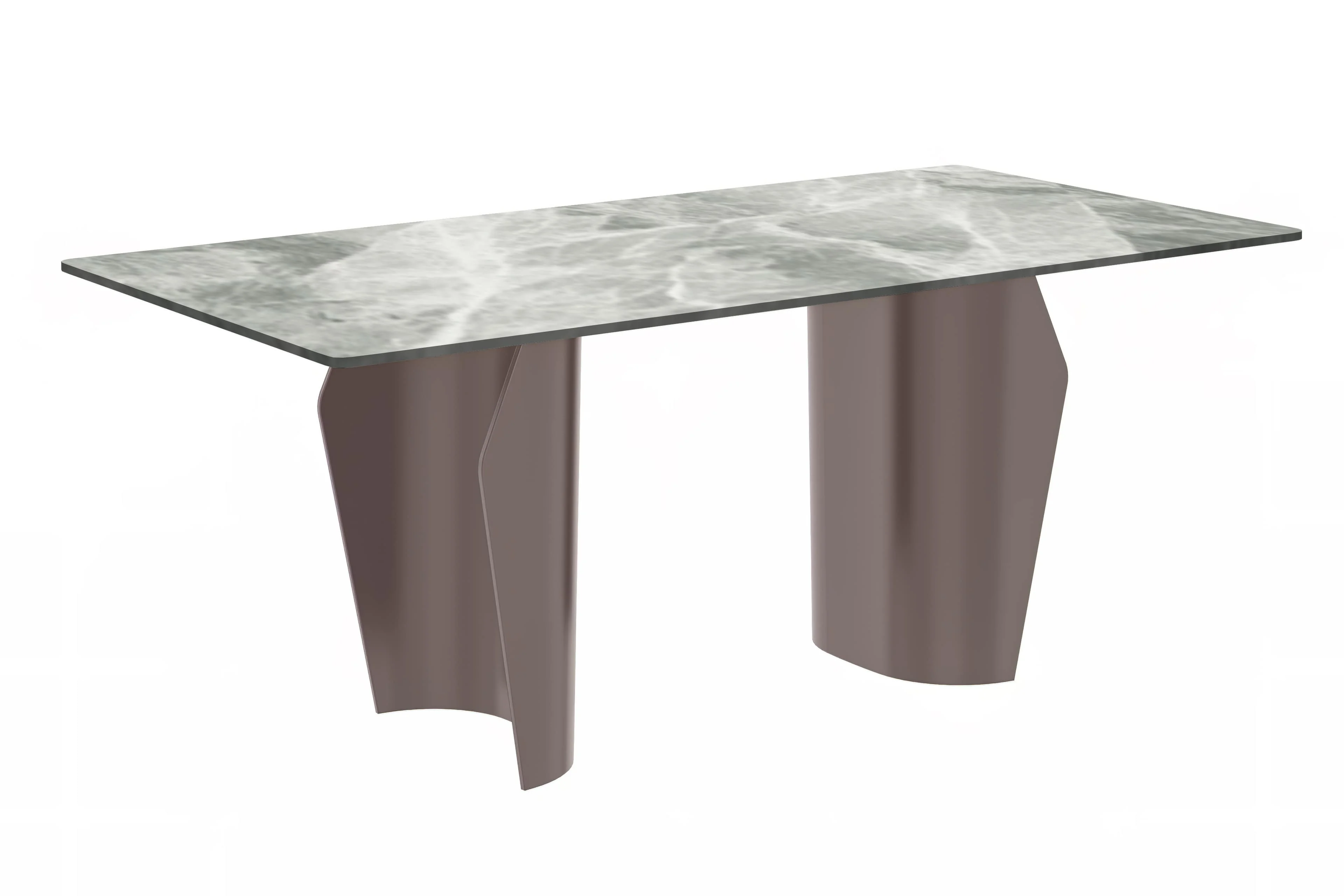 Zelan Series Modern Dining Table Champagne Gold Stainless steel Base, With 62" Light Grey Sintered Stone Top