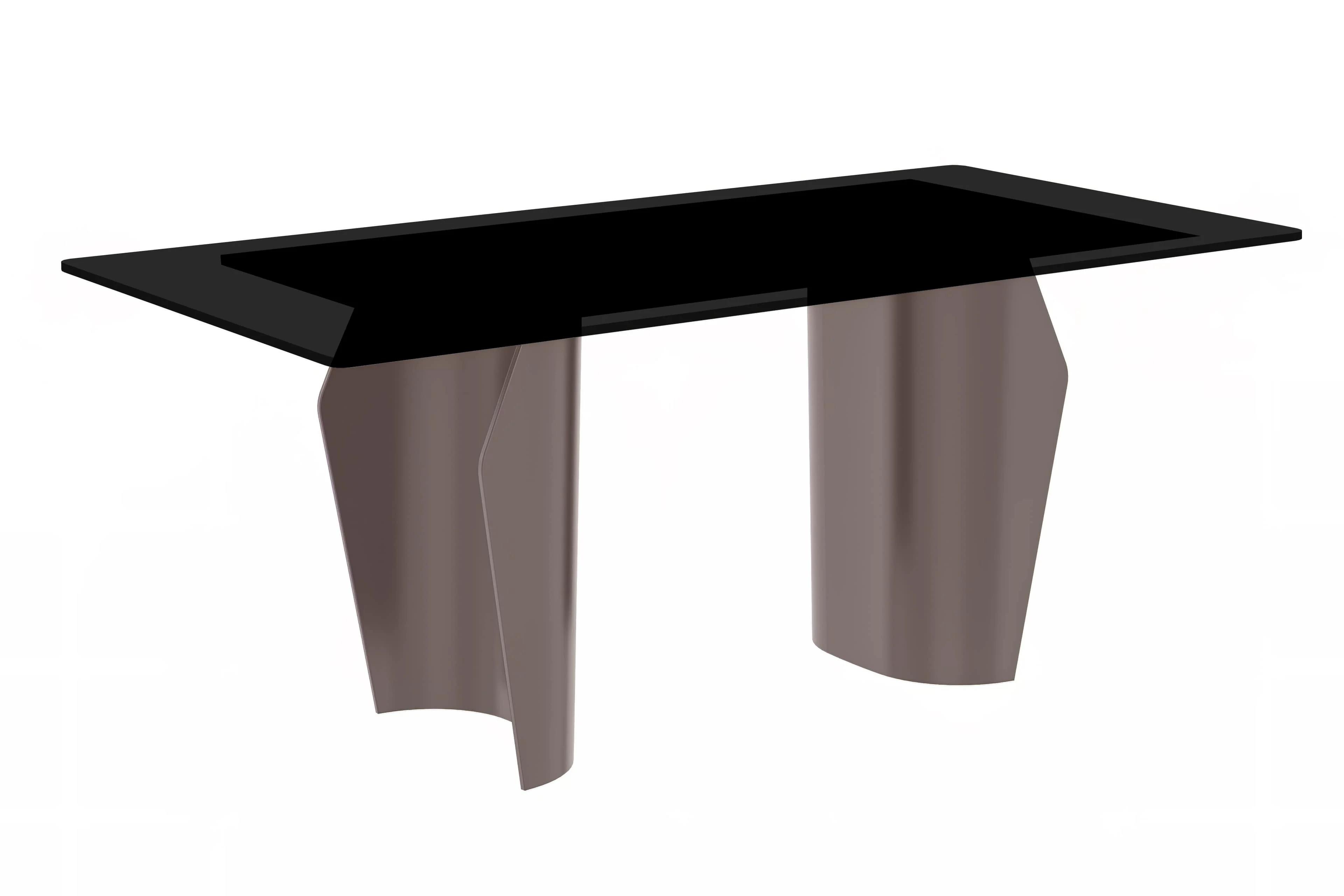 Zelan Series Modern Dining Table Champagne Gold Stainless steel Base, With 71" Black Glass Top
