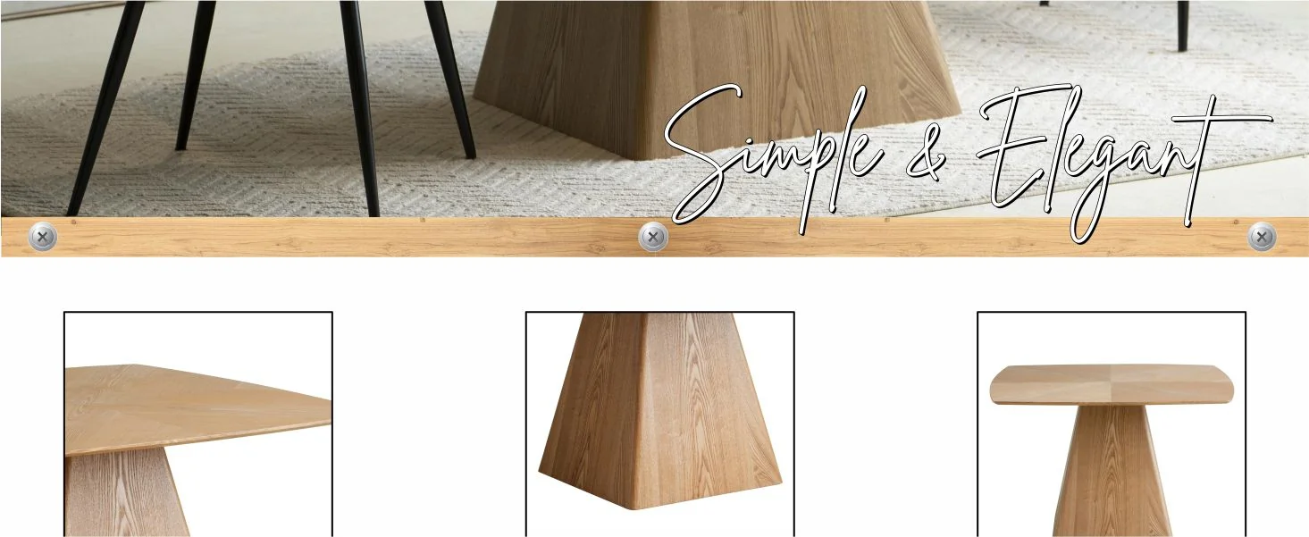 Zephry Collection Modern Dining Wooden Square Dining Table in Natural Wood