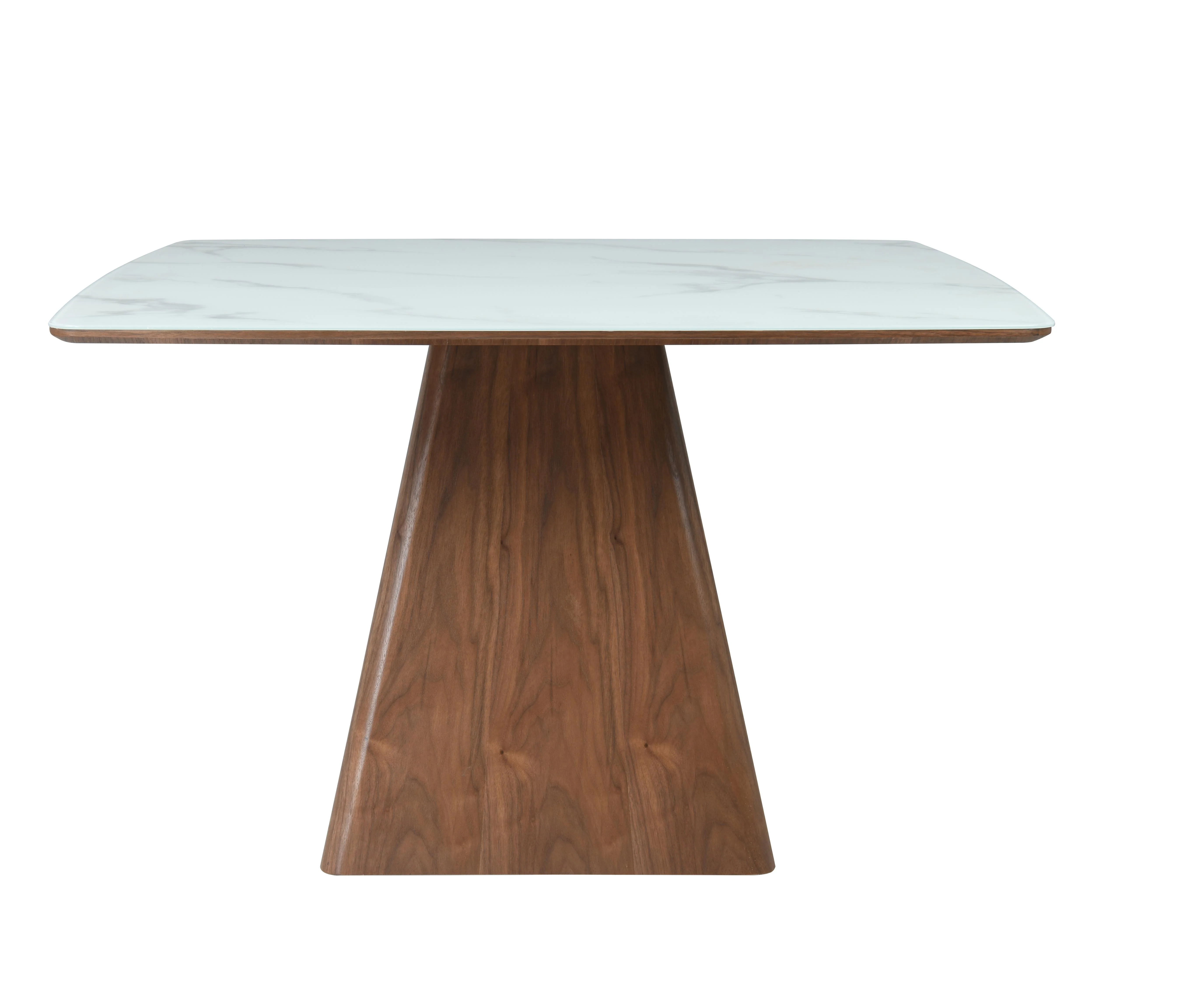 Zephry Collection Modern Dining Wooden Square Dining Table Walnut With Marbled Top