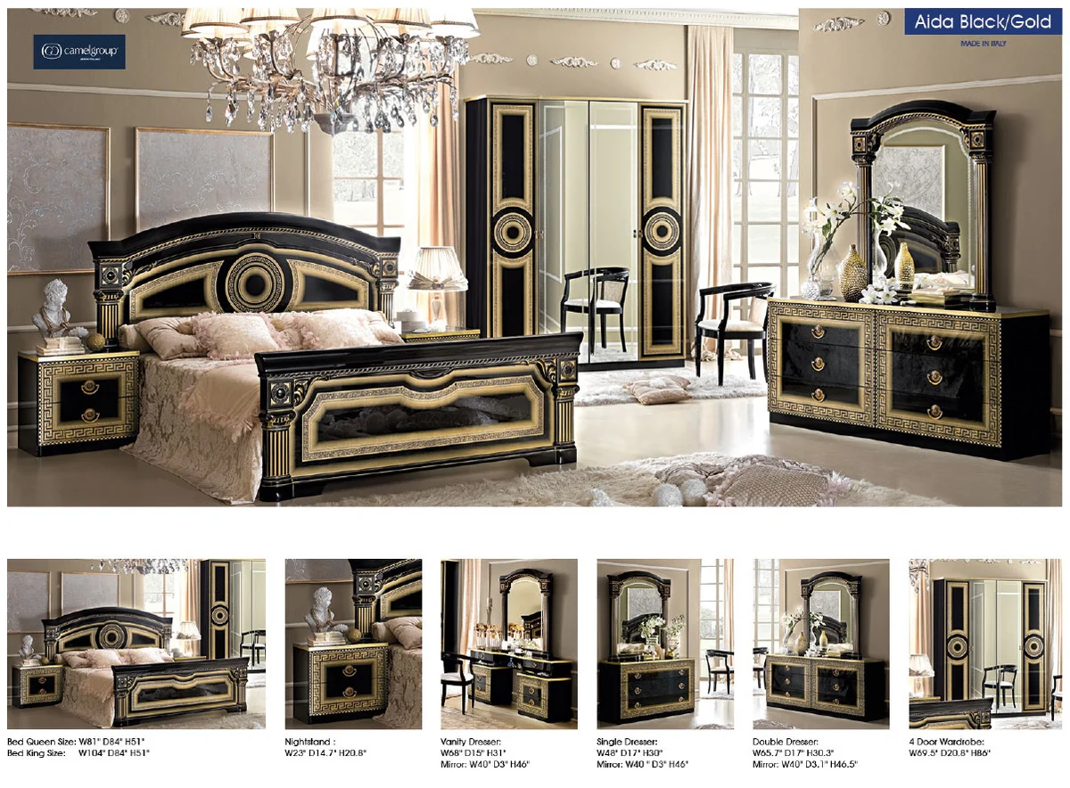 Aida Bed Black w/Gold