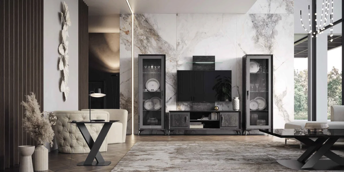 Krystal TV Cabinet + Wall Panel w/ Led light