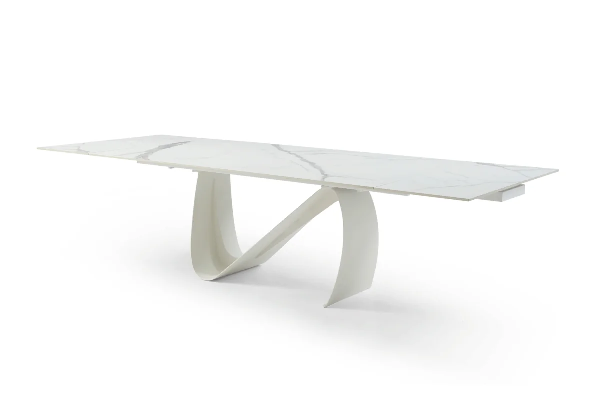 9087 Table White with 1218 swivel white chair - View 2