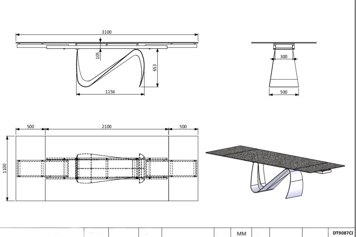 9087 Table Dark grey with 1239 swivel blue chairs