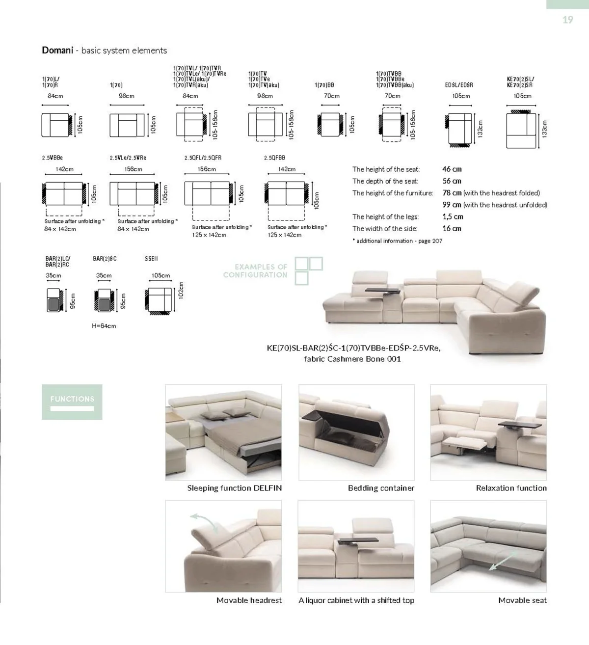 Domani Sectional w/Recliner, storage