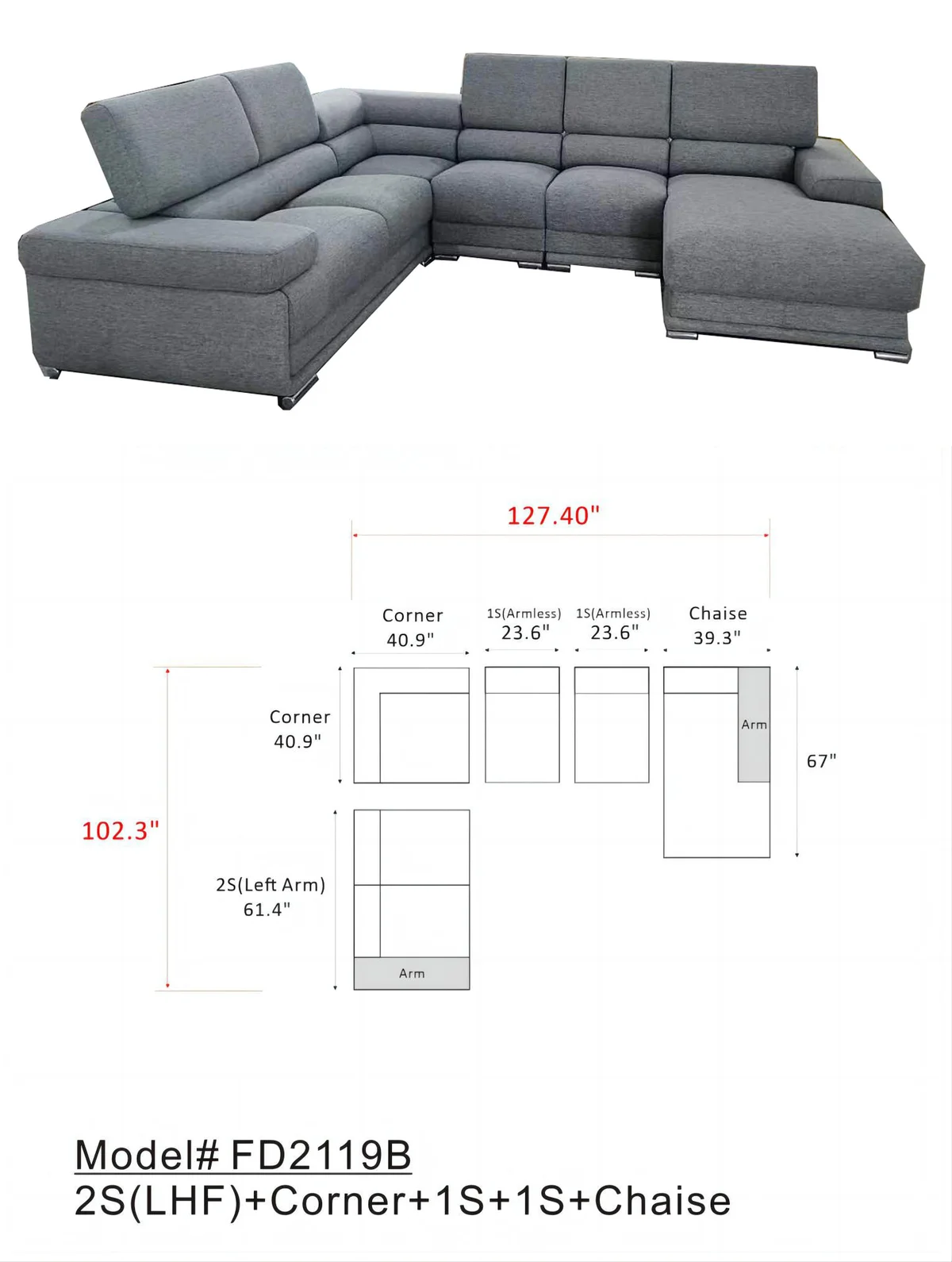 2119 Sectional w/ chase