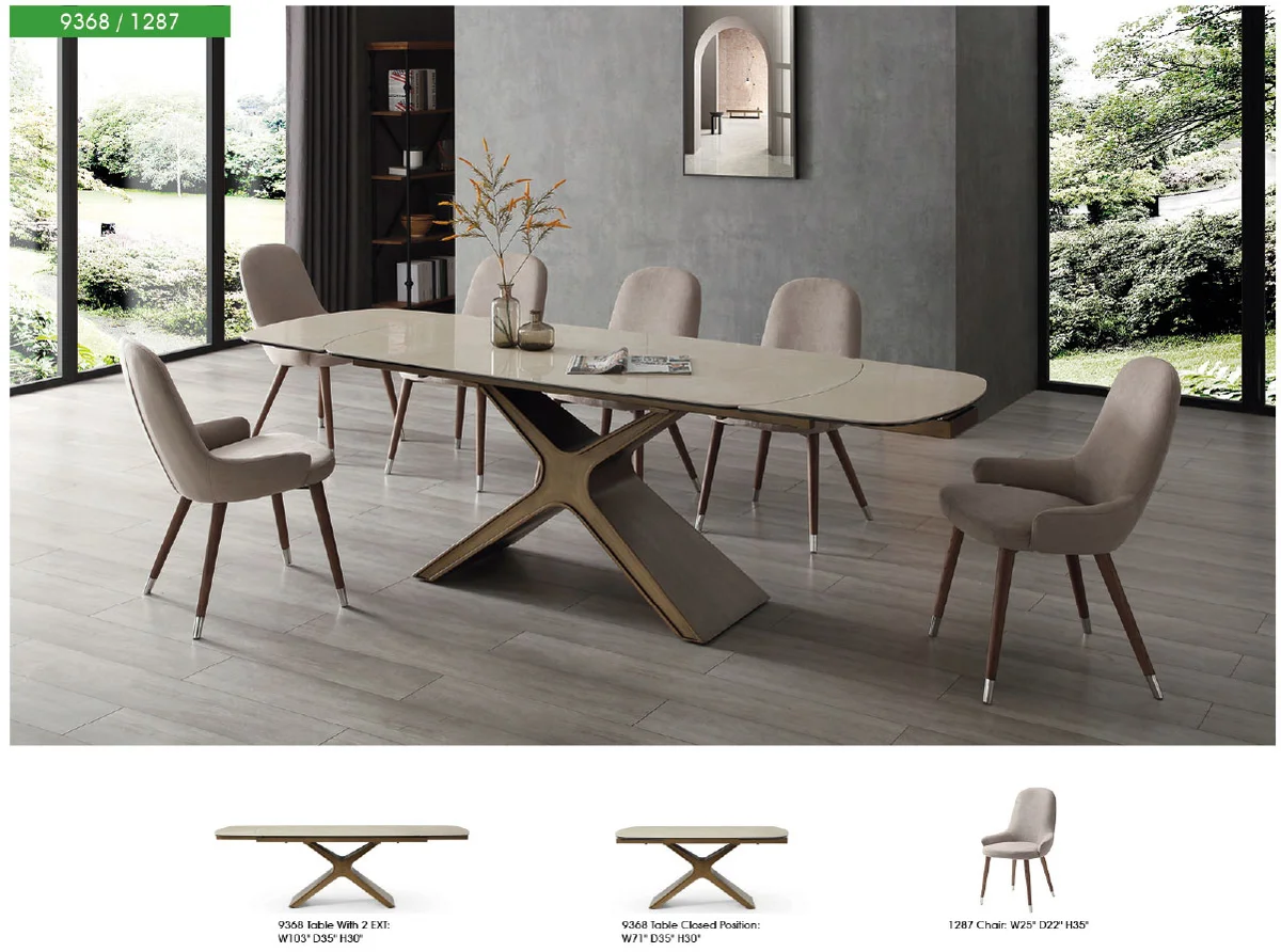 9368 Table Taupe with 1287 chairs