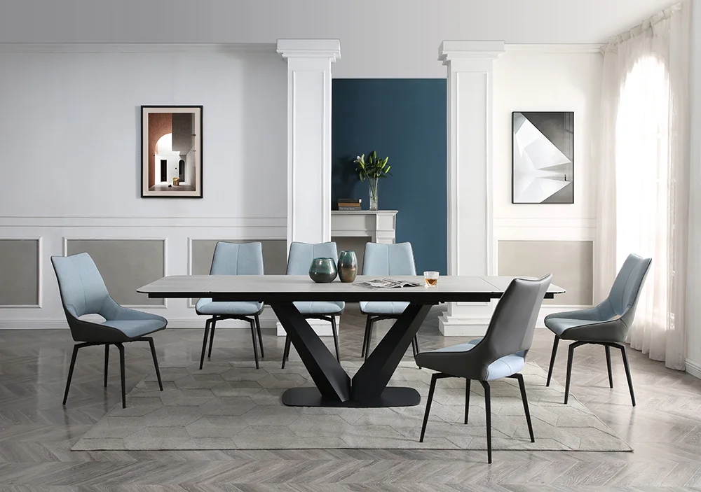 9189 Table with 1239 swivel blue chairs