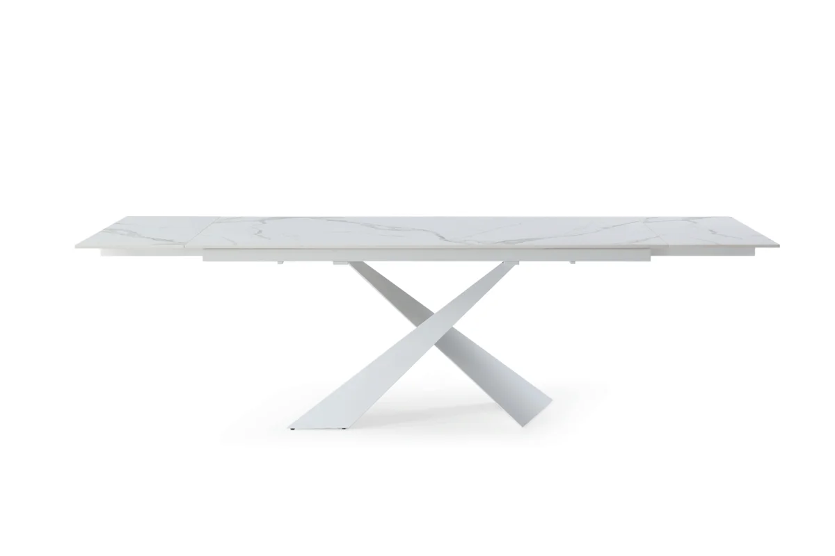 9113 Dinning Table White w/ext - View 2