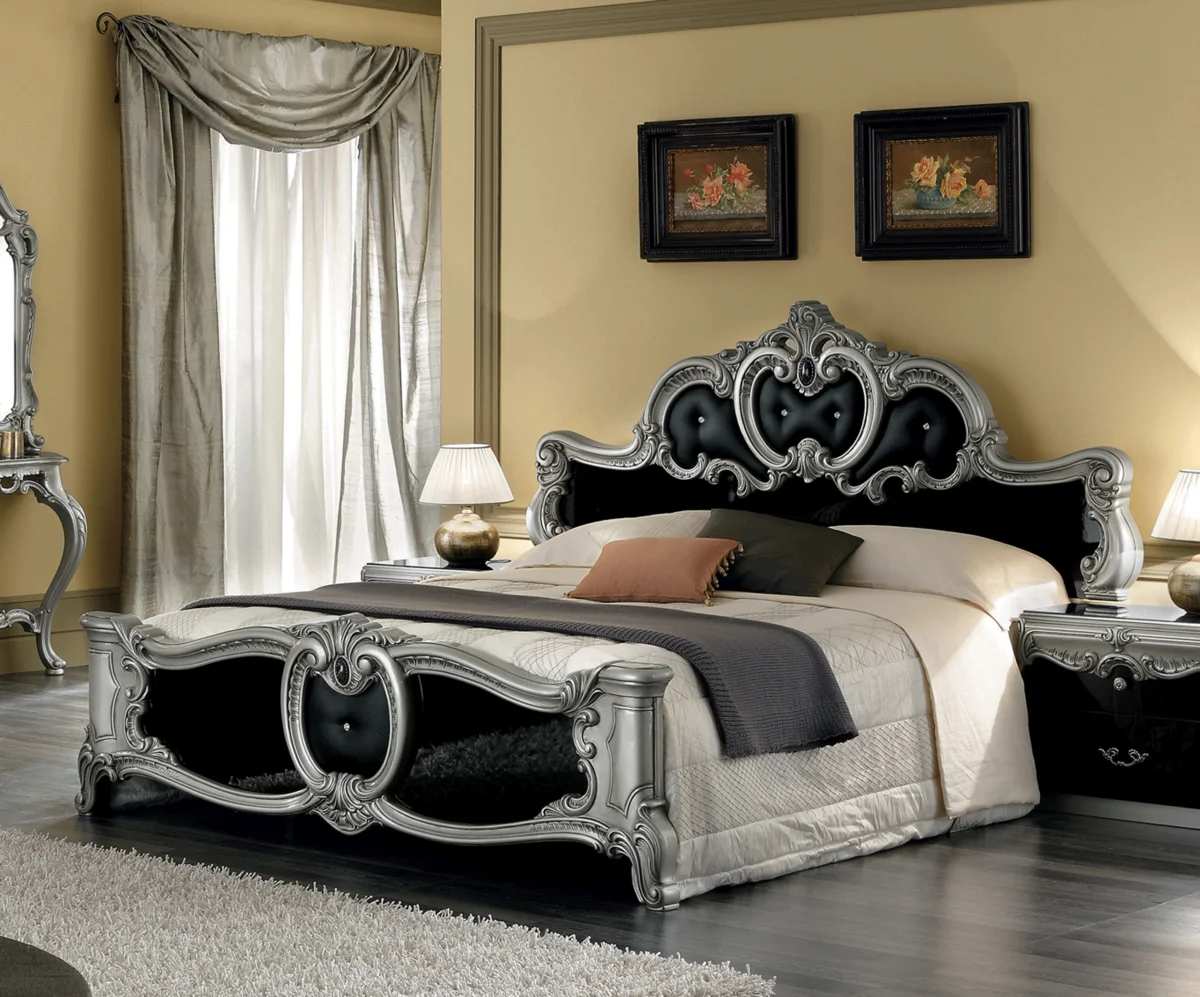 Barocco QS Bed Black/Silver