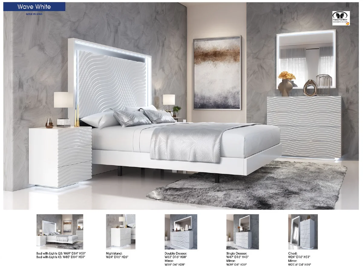 Wave Bedroom White - View 2