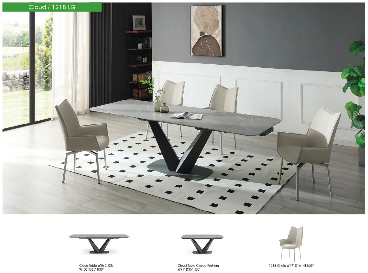Cloud Table with 1218 swivel grey taupe chairs