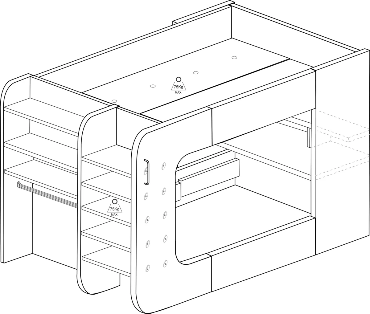 Gamer Bed 35.43" x 78.7" Natural Color