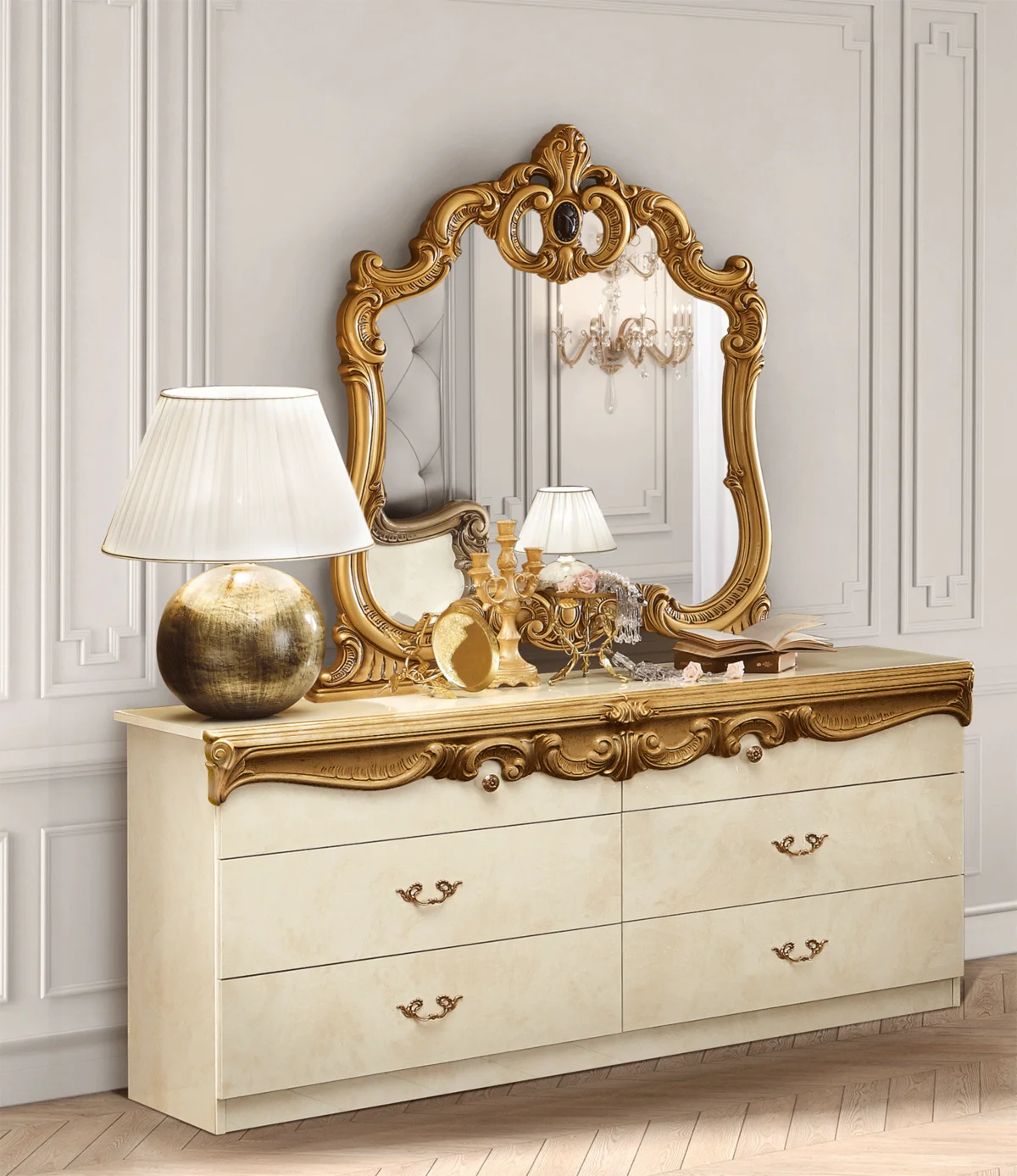 Barocco Ivory/Gold mirror
