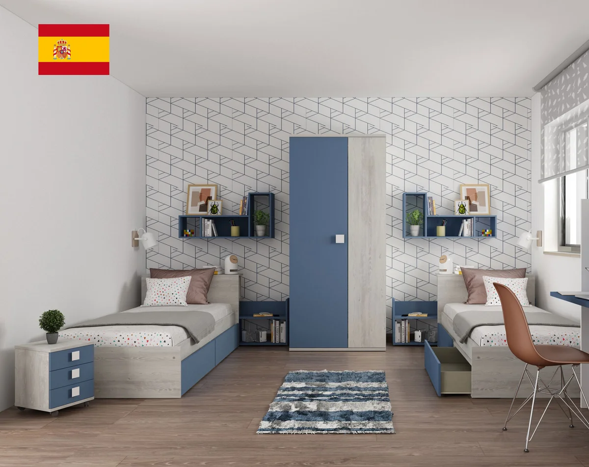 Jazz Kids Bedroom Oak Blue