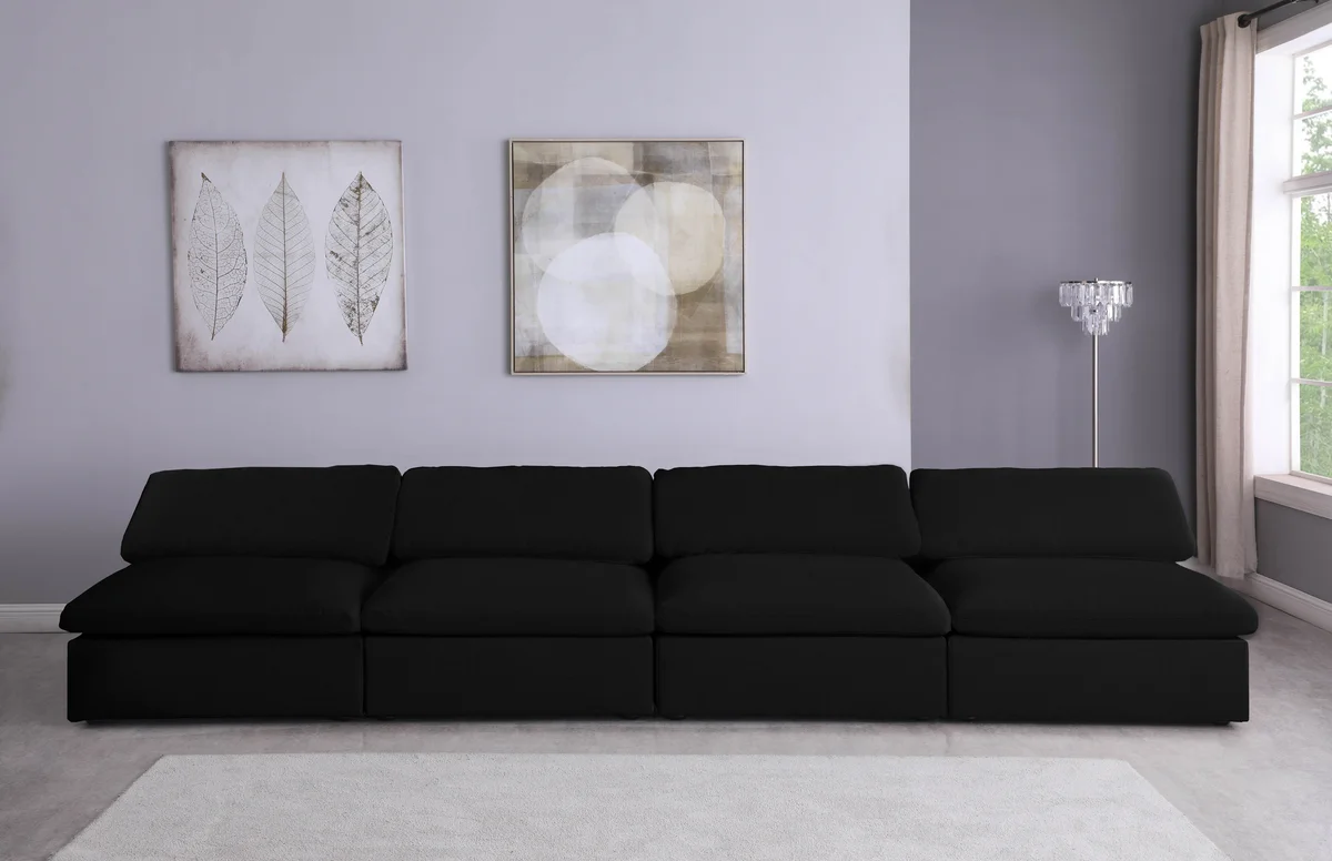 Serene - 4 Seat Modular Armless Sofa - Black