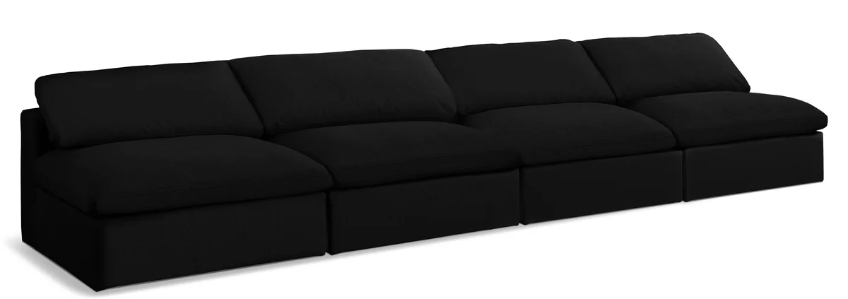 Serene - 4 Seat Modular Armless Sofa - Black