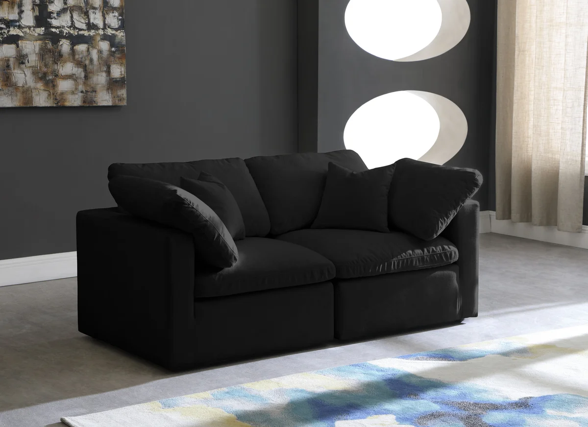 Plush - 2 Seat Modular Sofa - Black - View 2