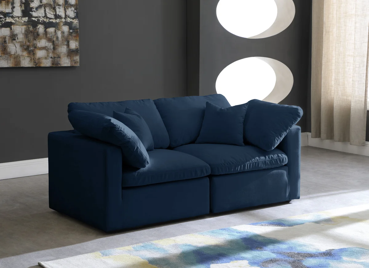 Plush - 2 Seat Modular Sofa - Navy - View 2
