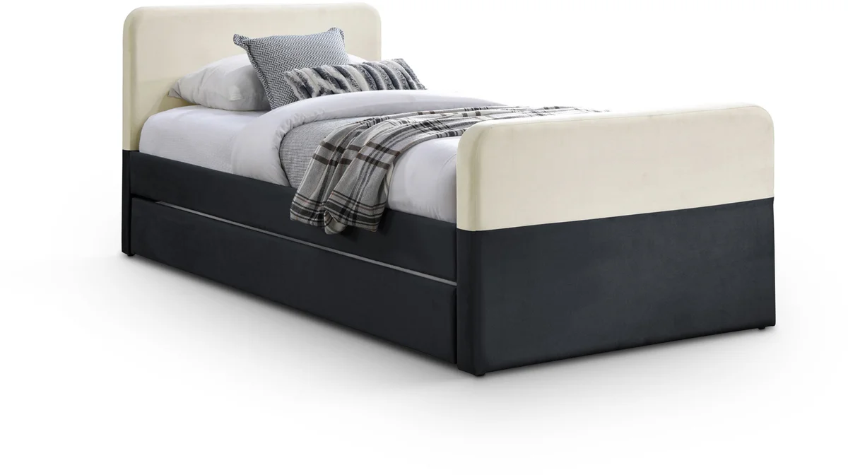 Ivy - Twin Trundle / Storage Bed - Black / Cream