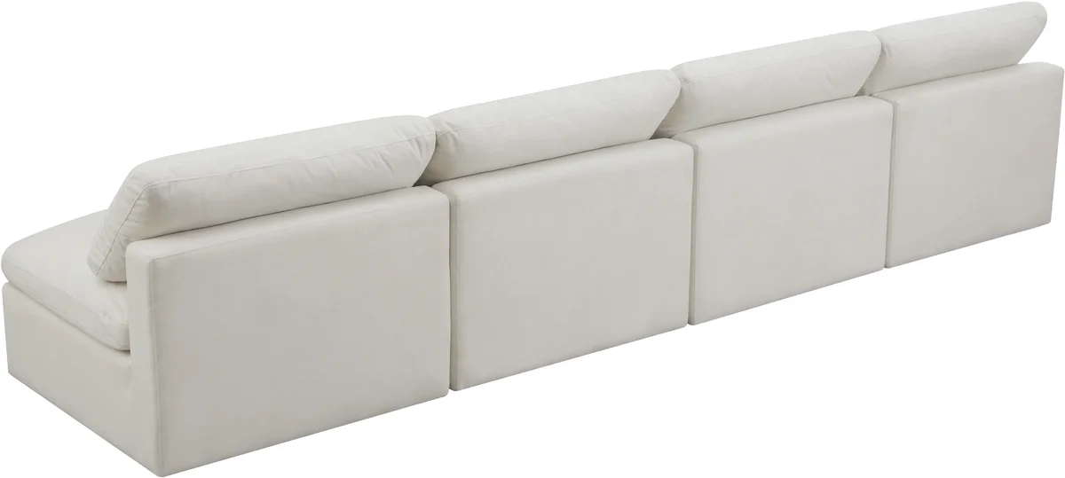 Plush - 4 Seat Modular Armless Sofa - Cream
