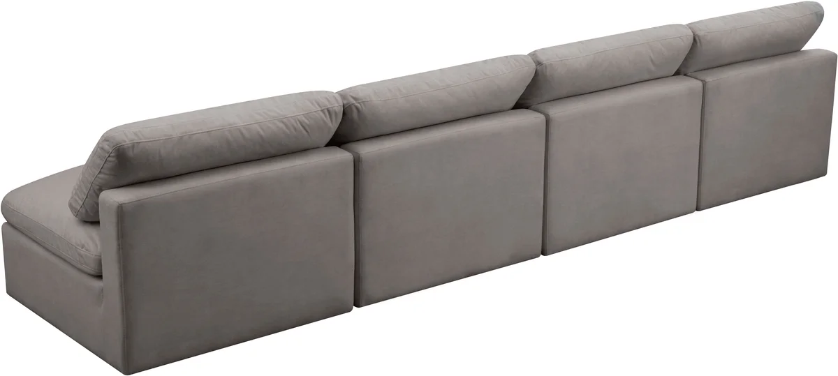Plush - 4 Seat Modular Armless Sofa - Gray