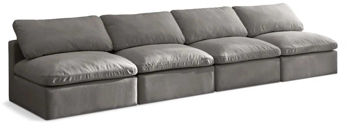 Plush - 4 Seat Modular Armless Sofa - Gray