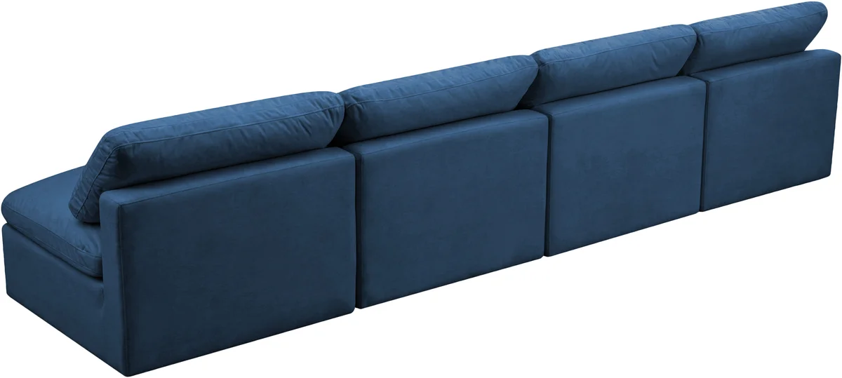 Plush - 4 Seat Modular Armless Sofa - Navy
