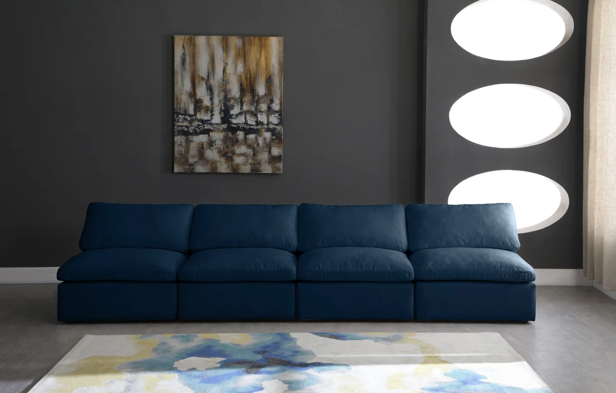 Plush - 4 Seat Modular Armless Sofa - Navy