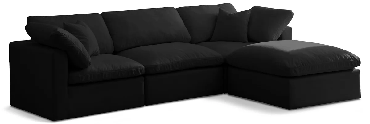 Plush - 4 Piece Modular Sectional With Chaise - Black