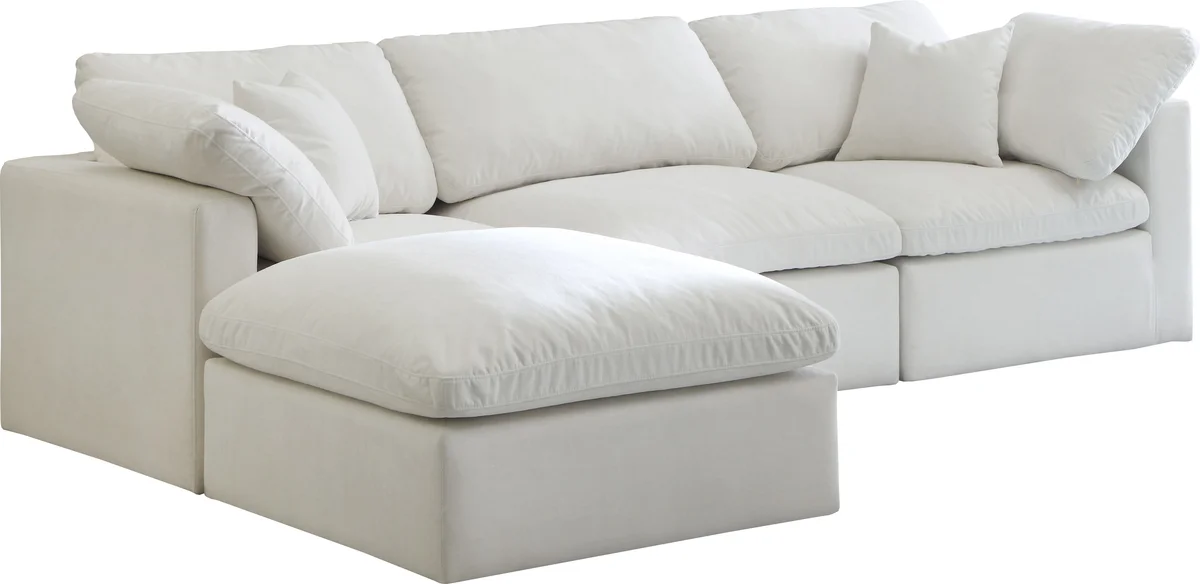 Plush - 4 Piece Modular Sectional With Chaise - Cream